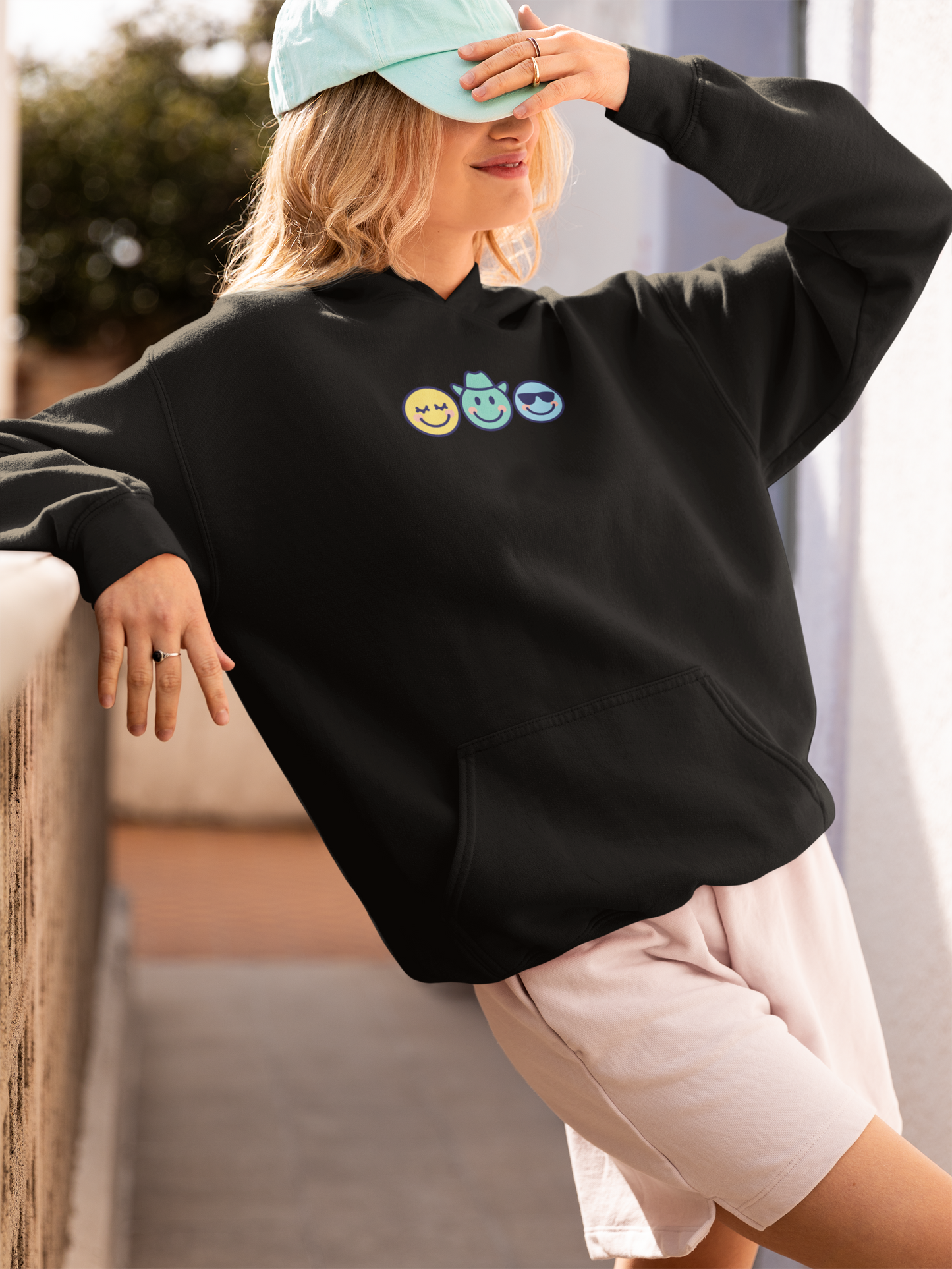 Chill Vibes Hoodie: Unisex Heavy Blend Sweatshirt with Fun Emoji Design