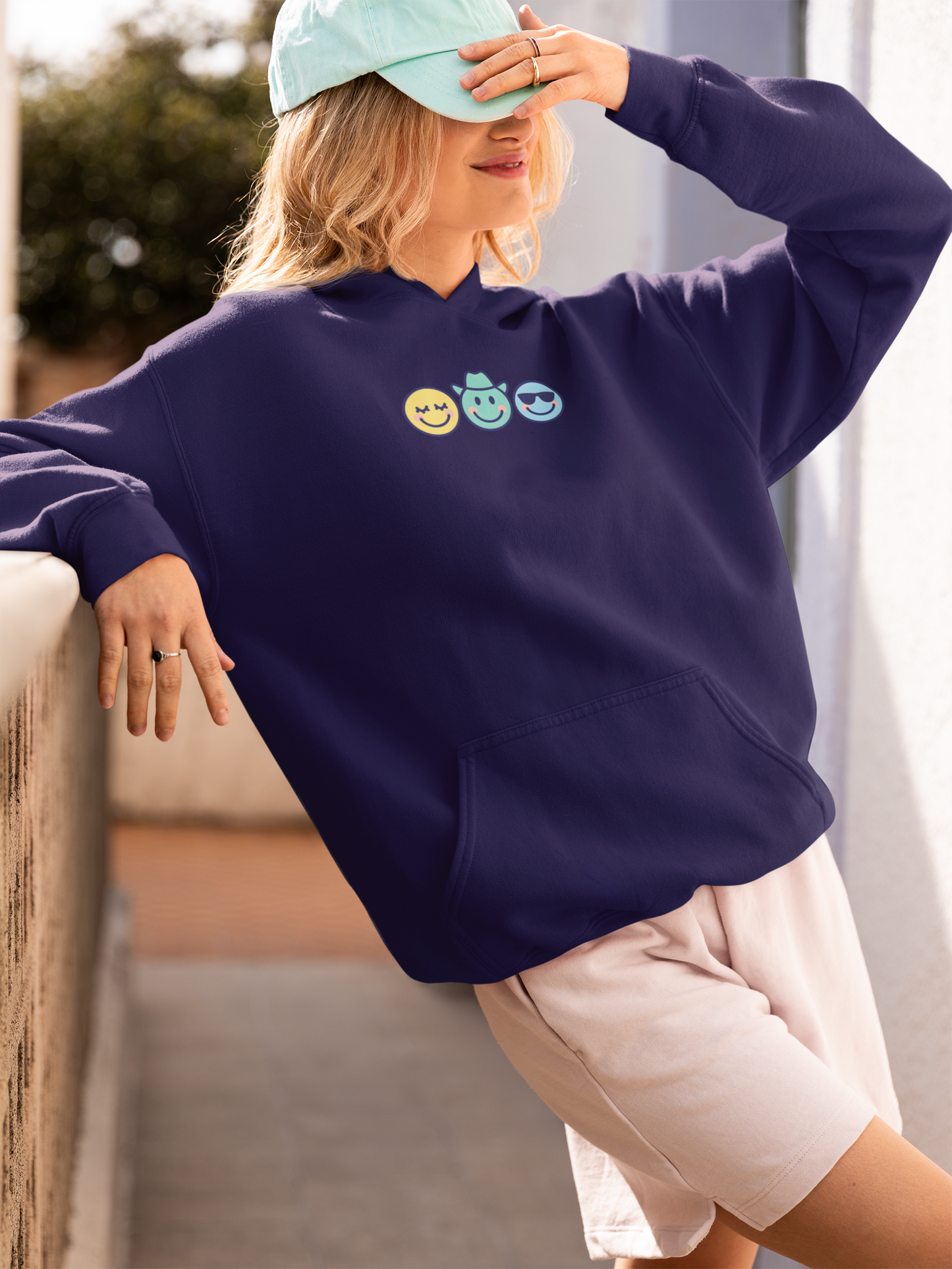 Chill Vibes Hoodie: Unisex Heavy Blend Sweatshirt with Fun Emoji Design