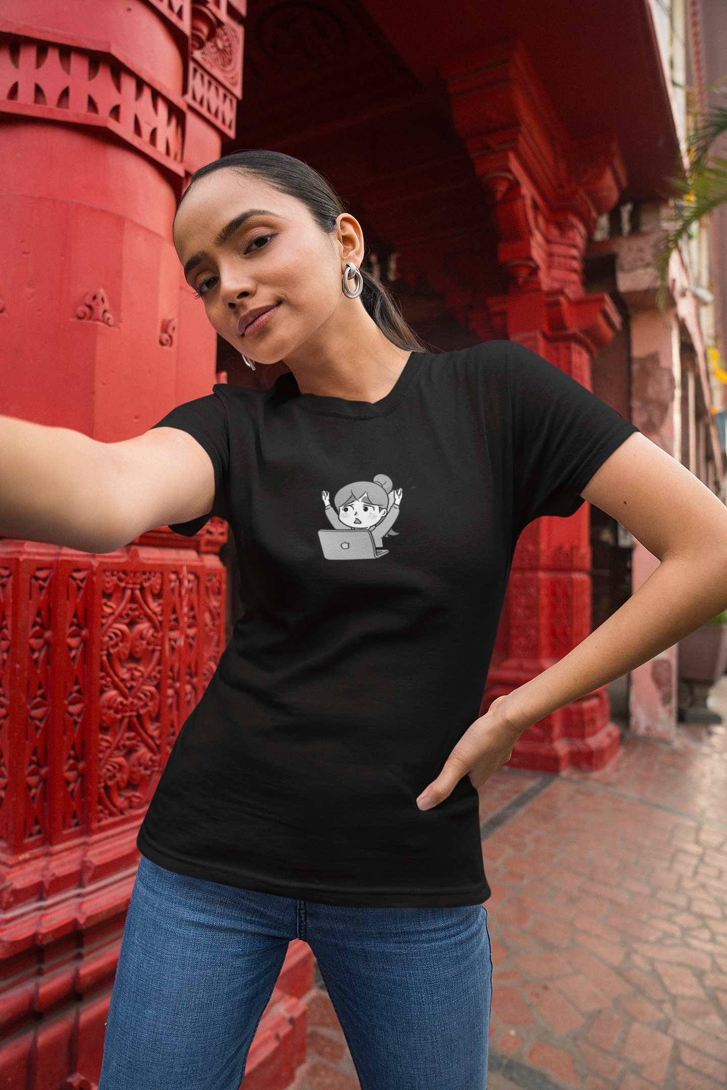 Cheerful Laptop Enthusiast T-Shirt