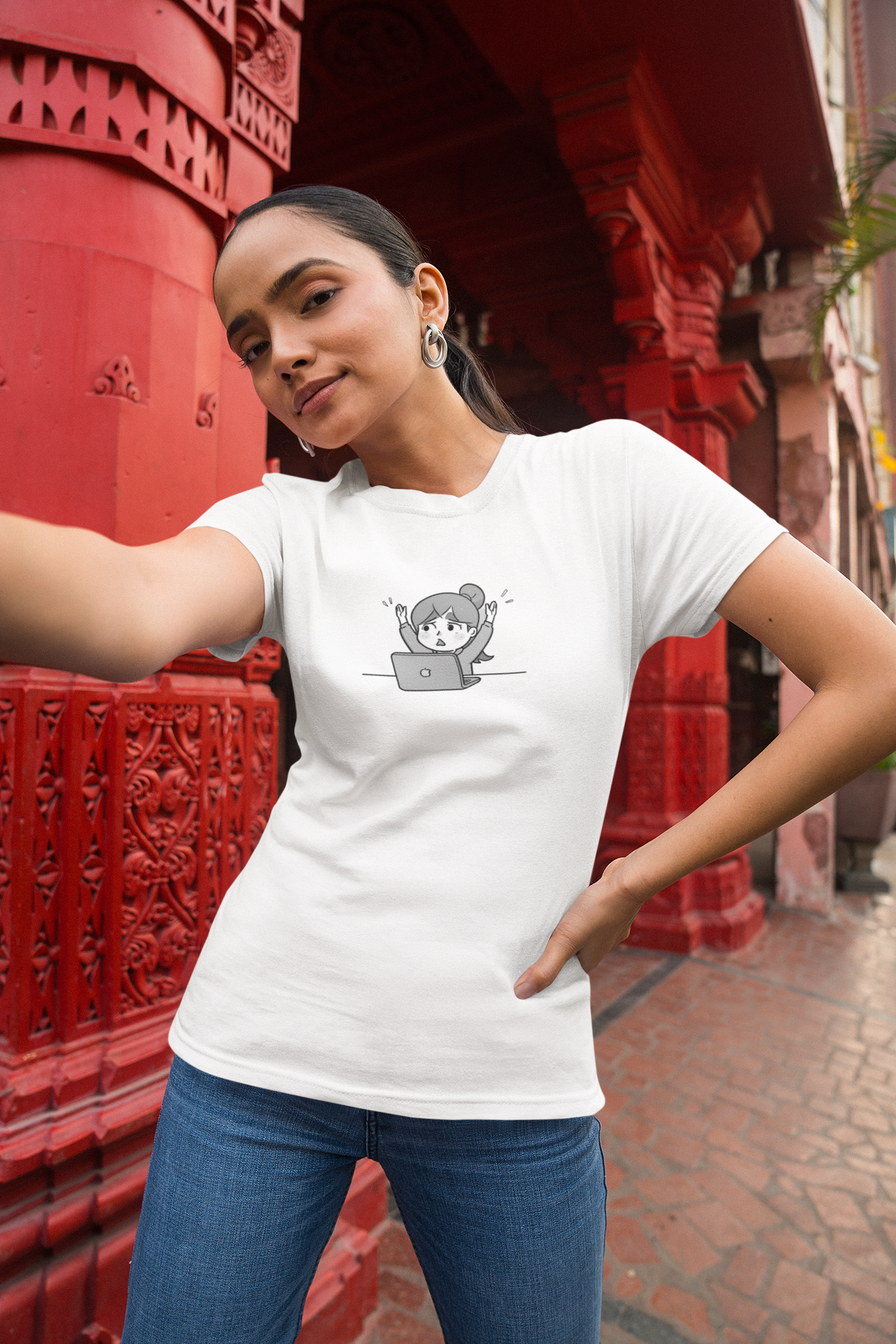 Cheerful Laptop Enthusiast T-Shirt