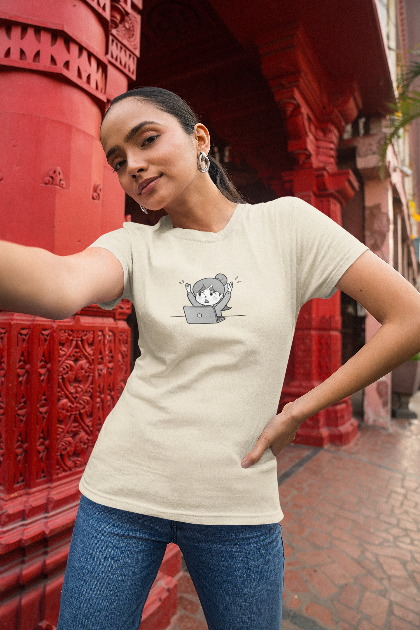 Cheerful Laptop Enthusiast T-Shirt