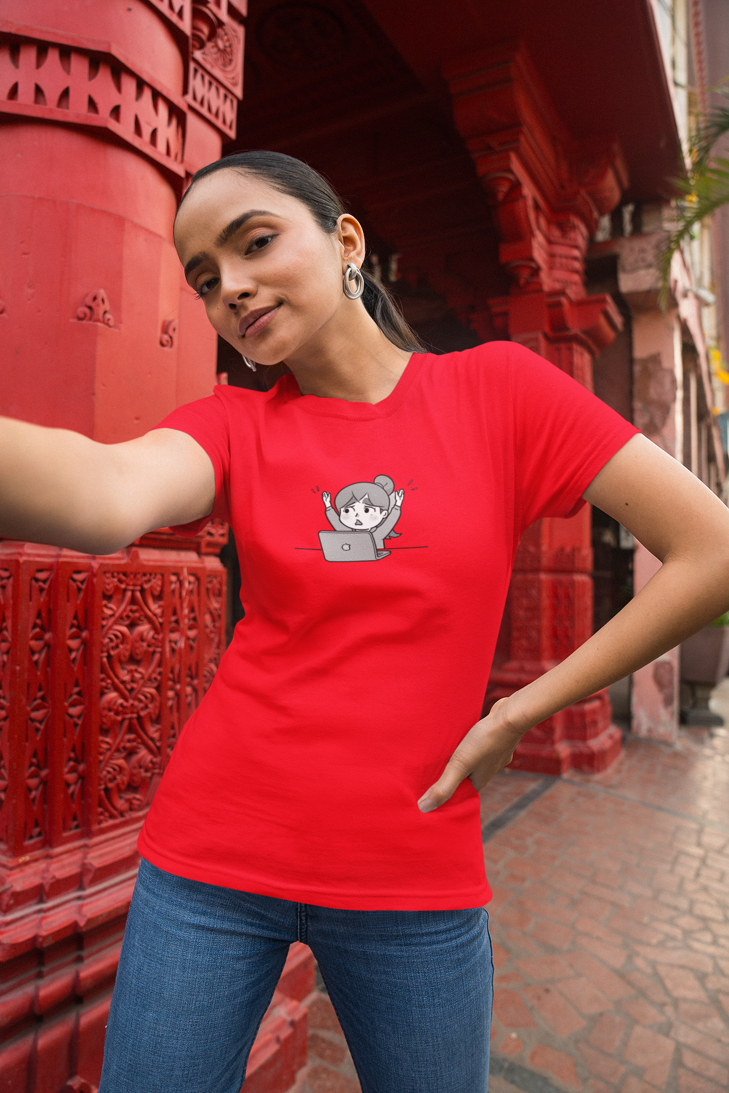 Cheerful Laptop Enthusiast T-Shirt