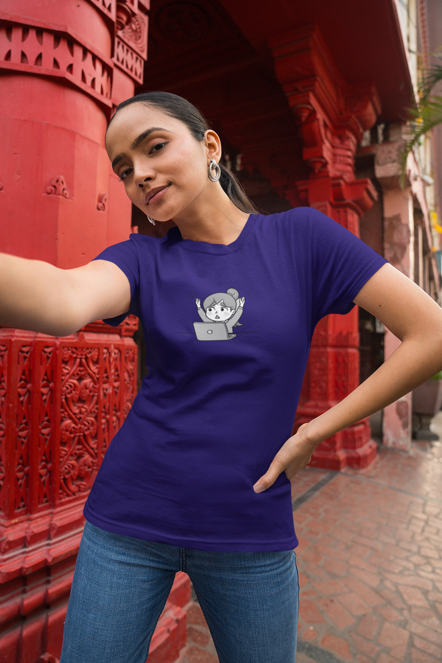 Cheerful Laptop Enthusiast T-Shirt