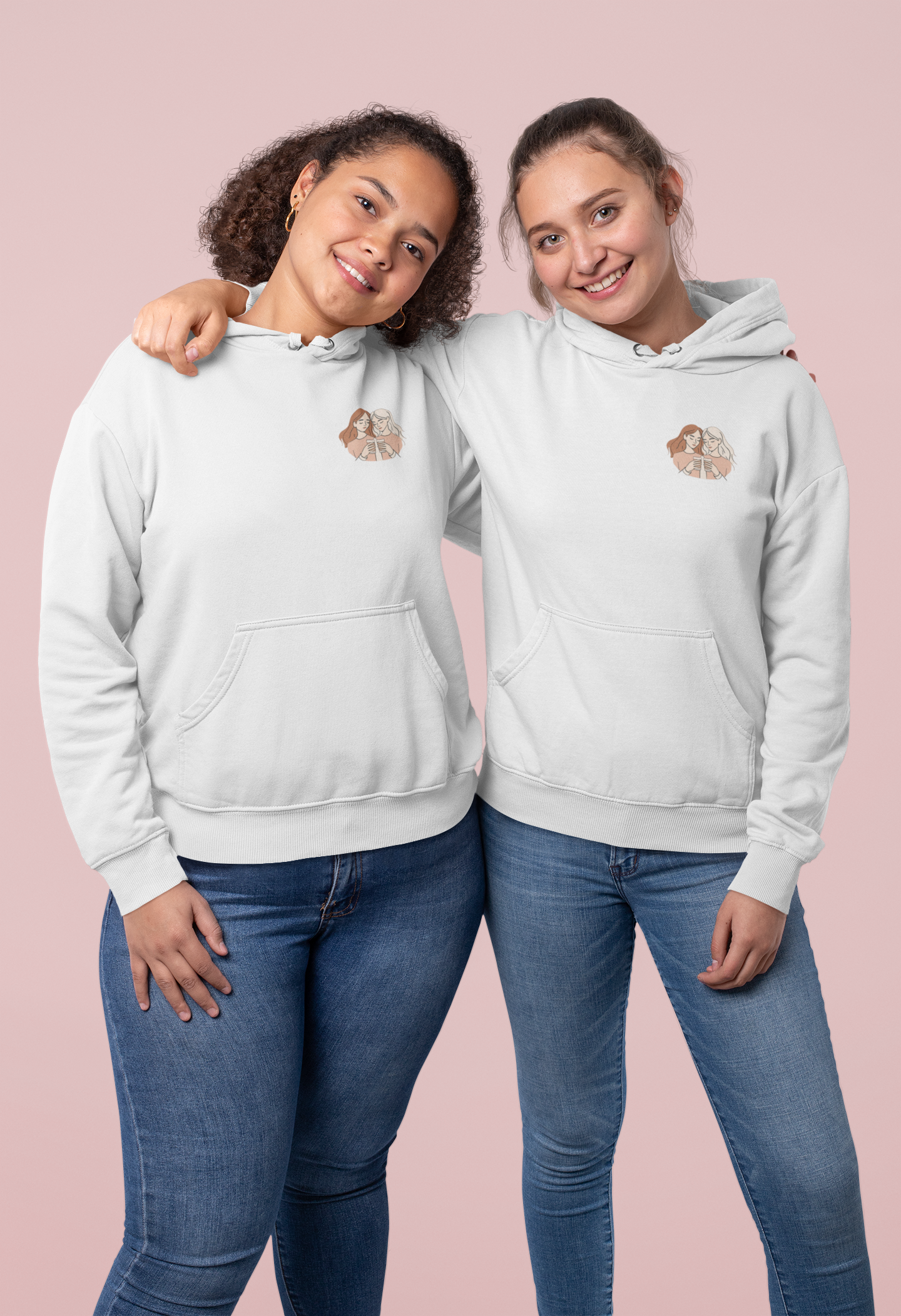 Cozy Hooded Sweatshirt with Artistic Design for Friends