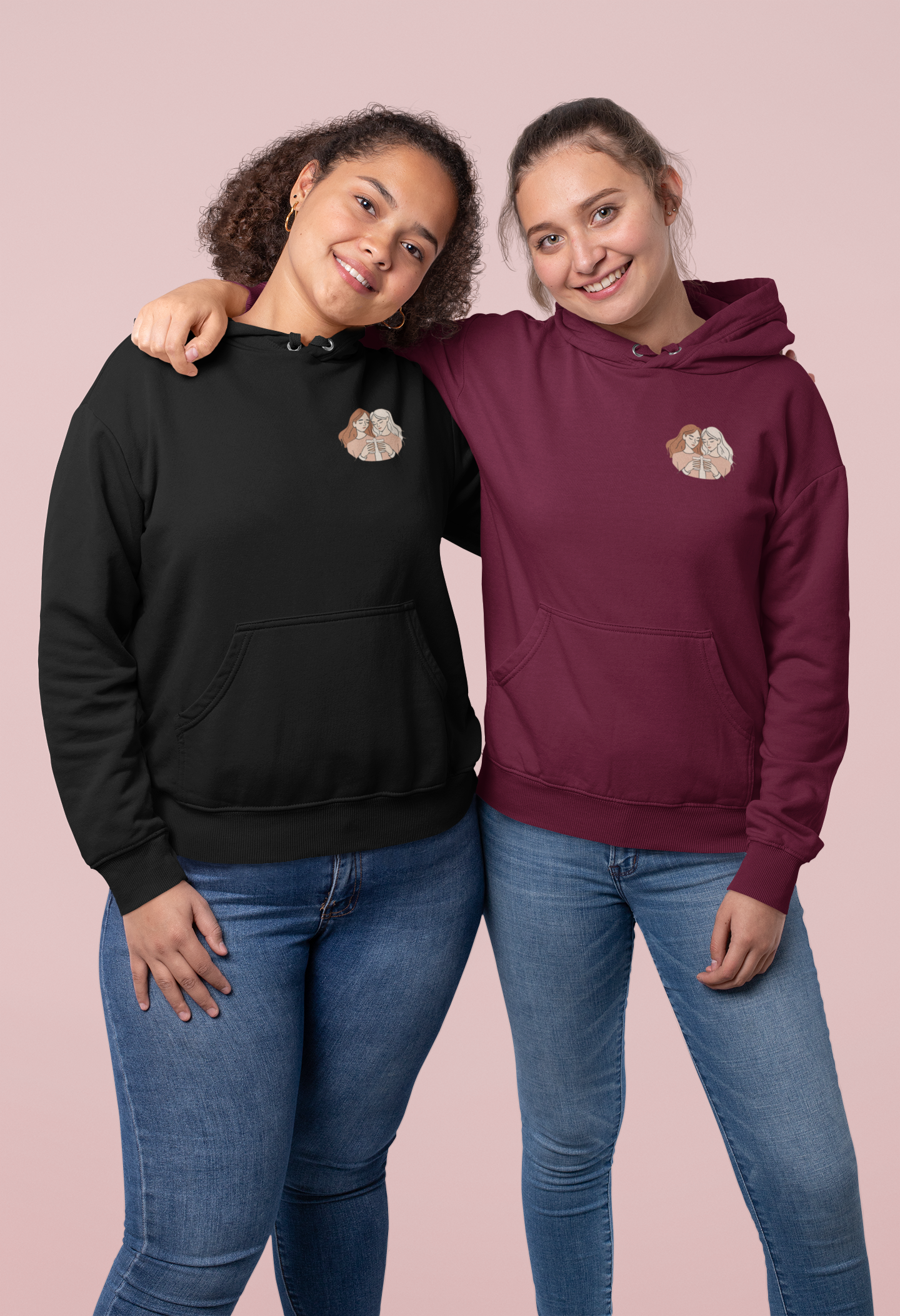 Cozy Hooded Sweatshirt with Artistic Design for Friends