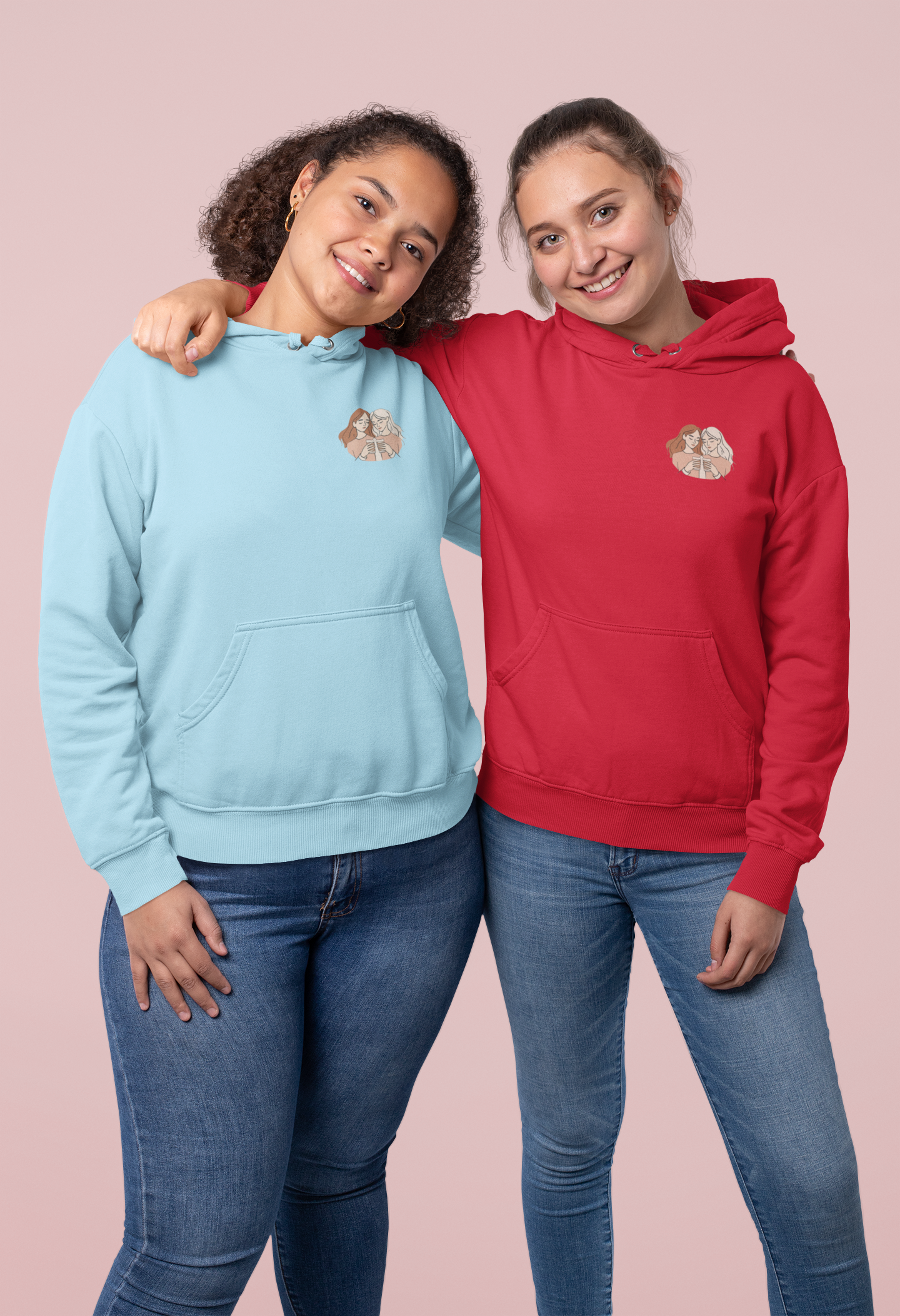 Cozy Hooded Sweatshirt with Artistic Design for Friends
