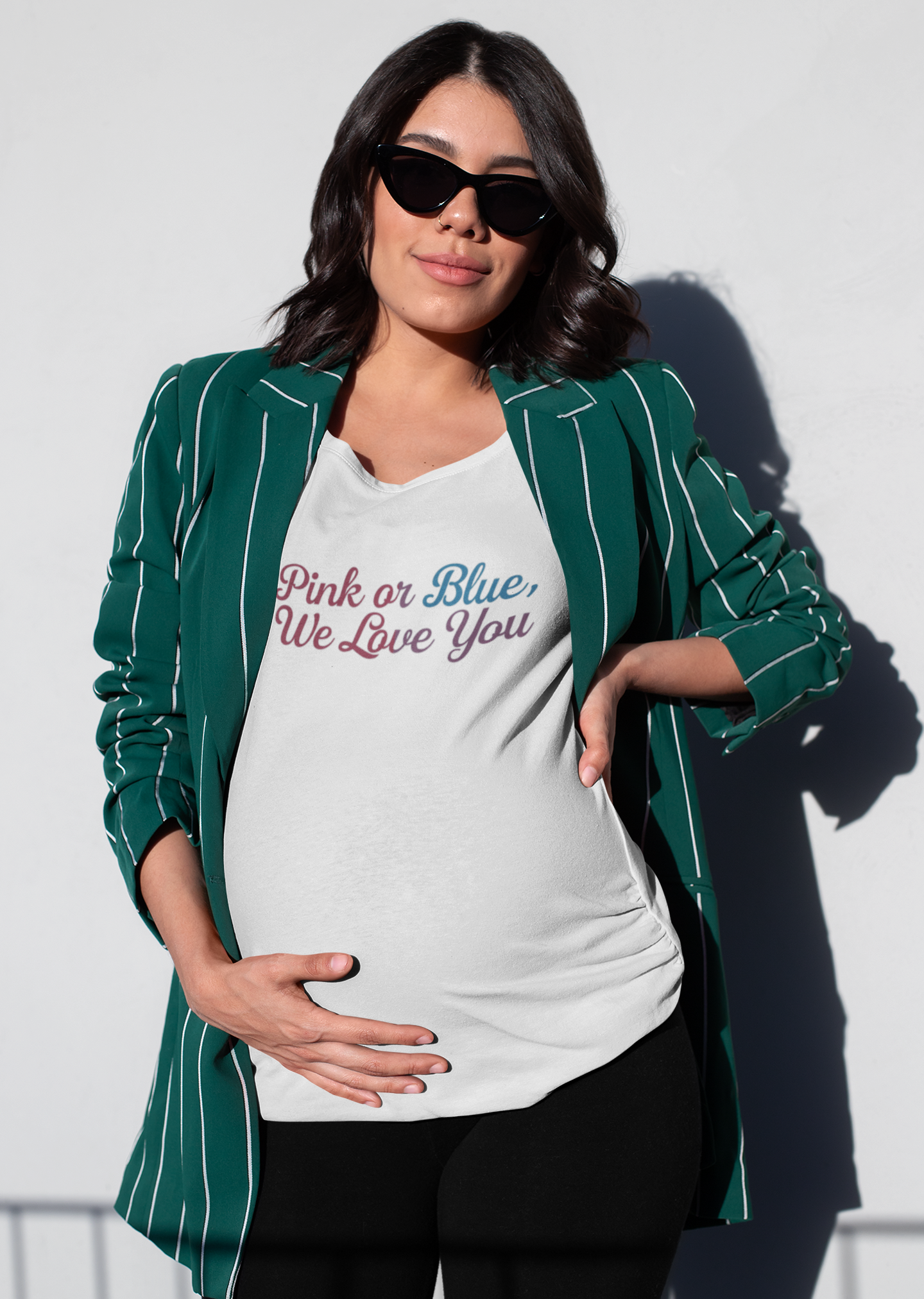 Unisex Heavy Cotton Tee - "Pink or Blue, We Love You" Gender Reveal Gift