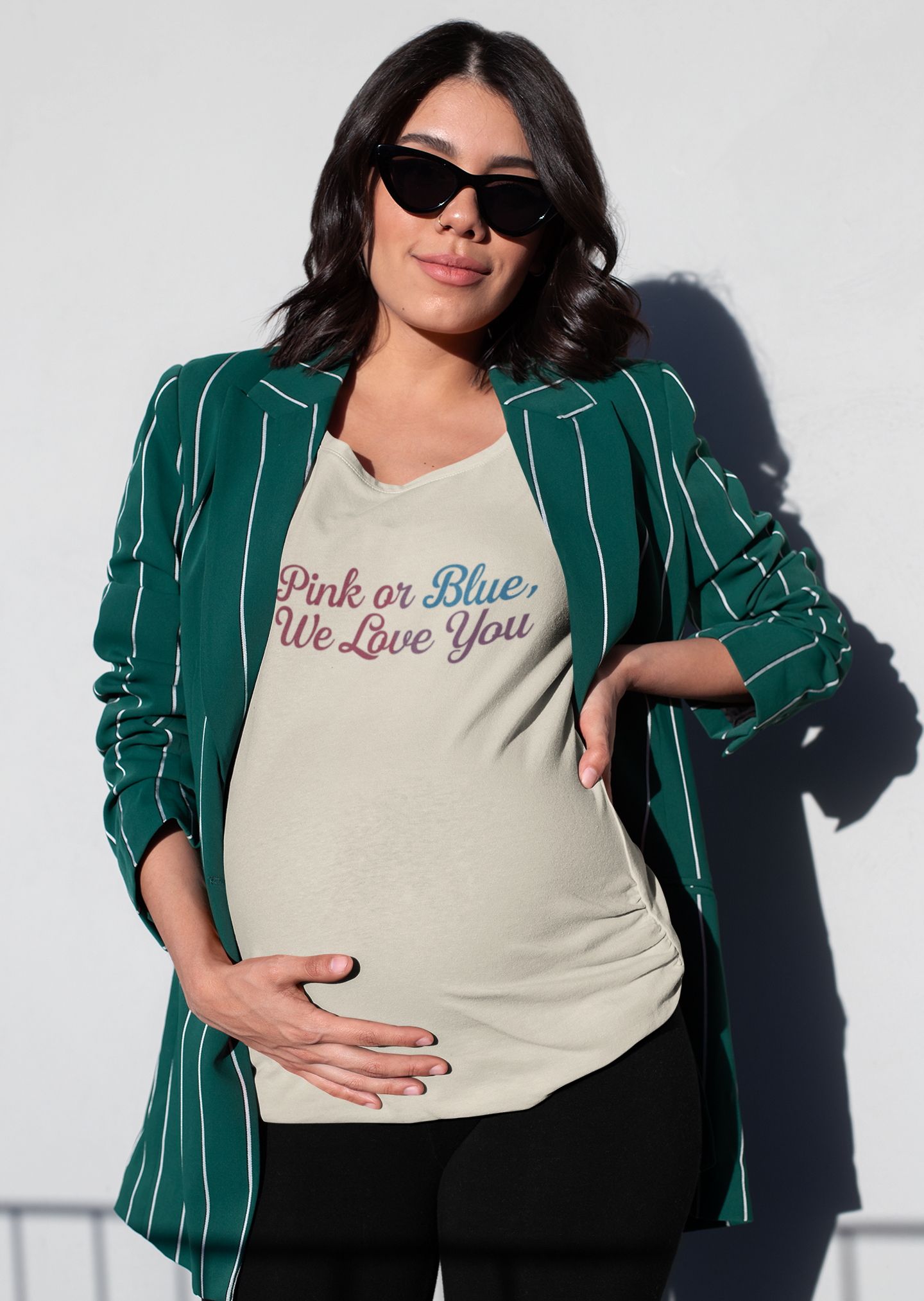 Unisex Heavy Cotton Tee - "Pink or Blue, We Love You" Gender Reveal Gift
