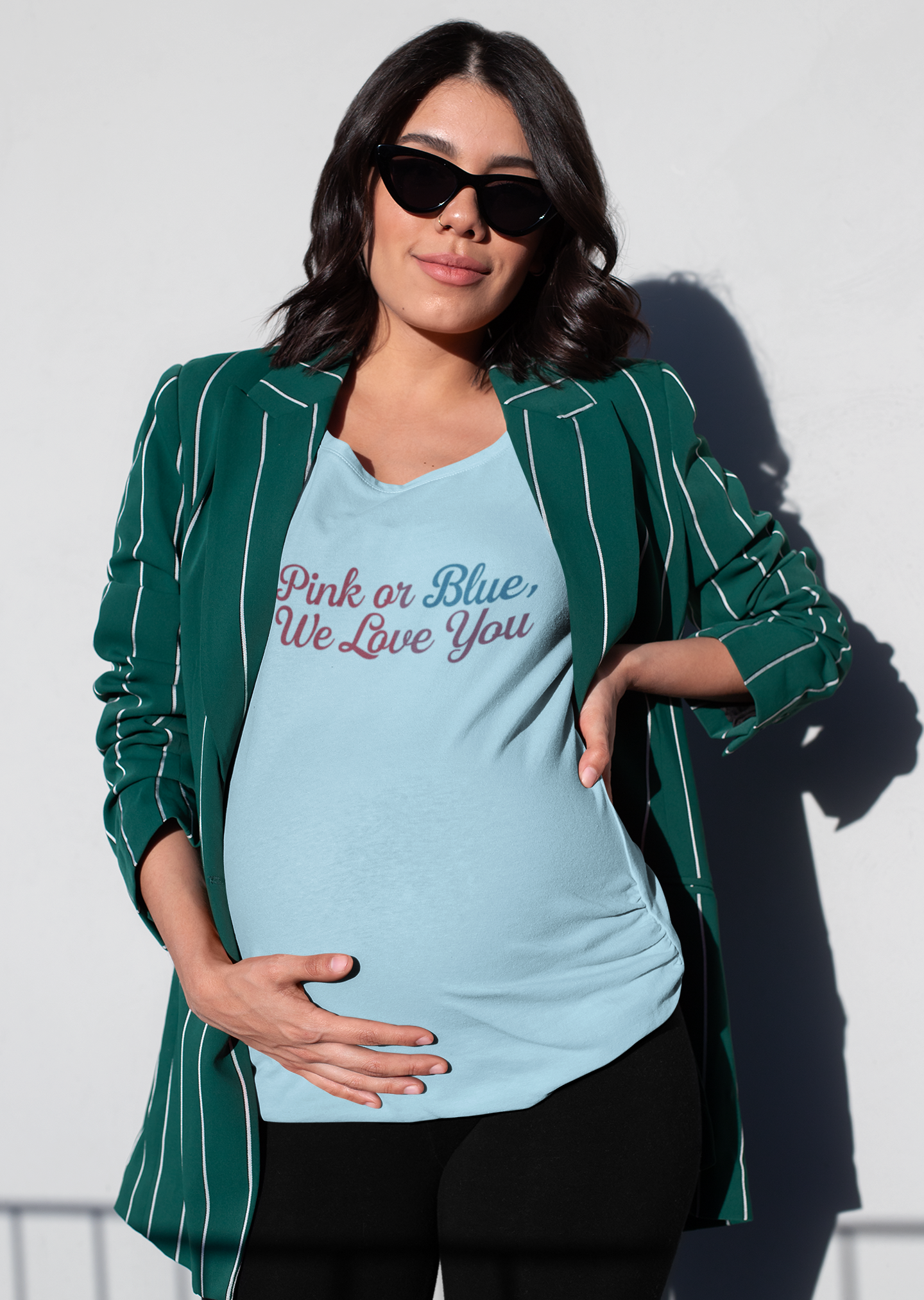 Unisex Heavy Cotton Tee - "Pink or Blue, We Love You" Gender Reveal Gift