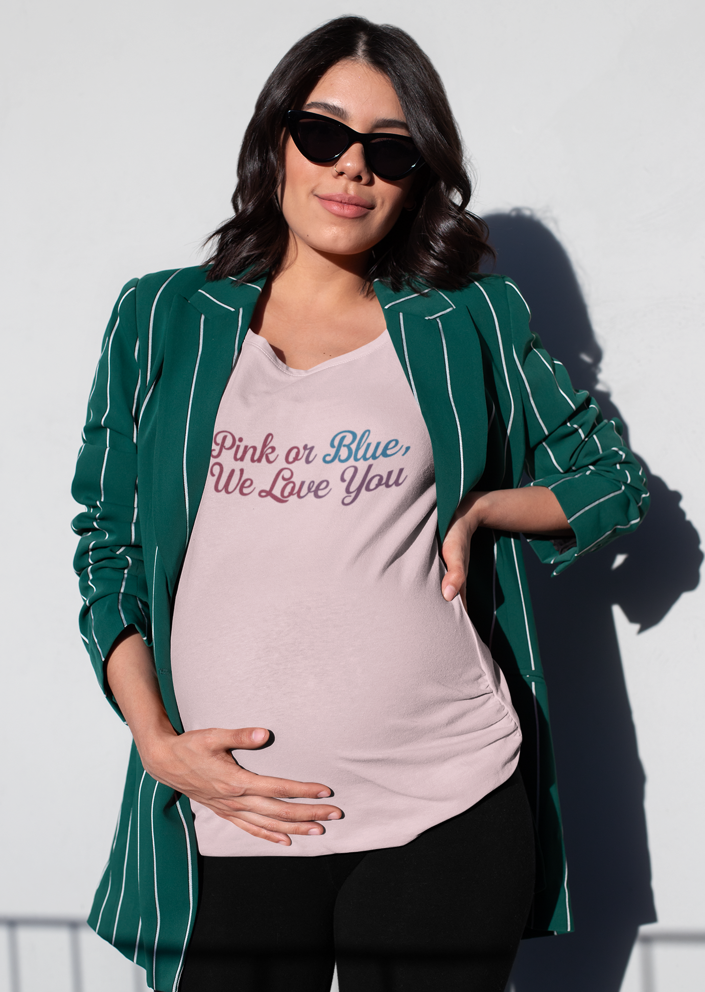 Unisex Heavy Cotton Tee - "Pink or Blue, We Love You" Gender Reveal Gift