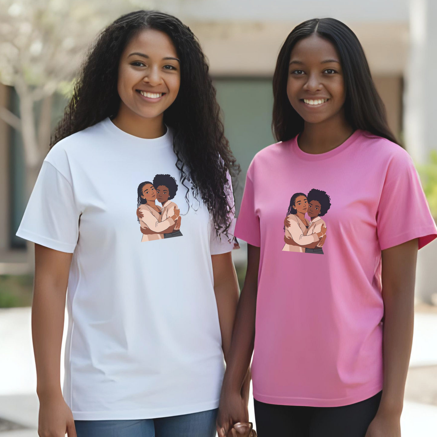 Embrace Love Friendship Tees, Black Sisterhood T-shirt