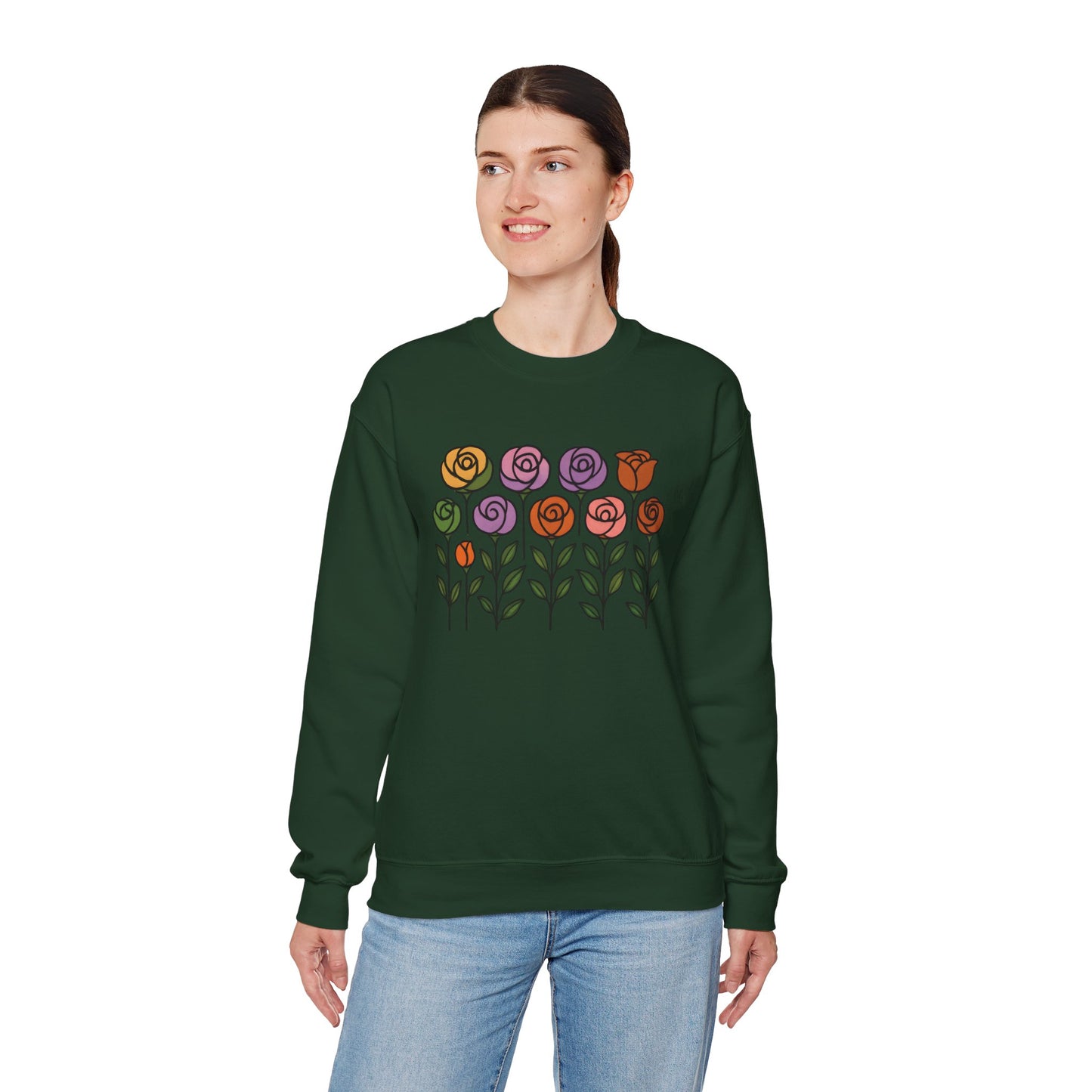 Floral Design Crewneck Sweatshirt