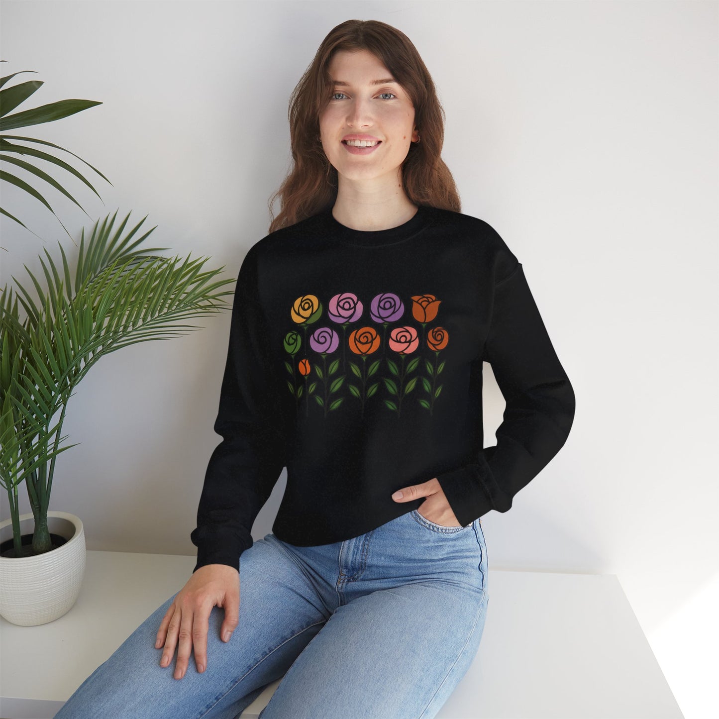 Floral Design Crewneck Sweatshirt