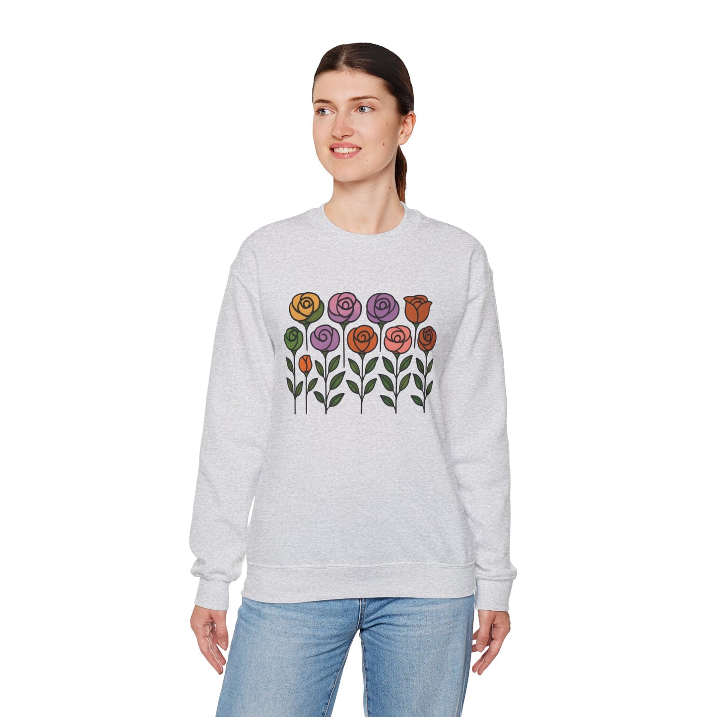 Floral Design Crewneck Sweatshirt