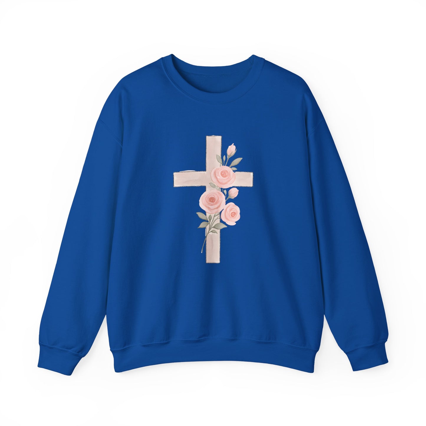 Cross and Christian Floral Crewneck Sweatshirt