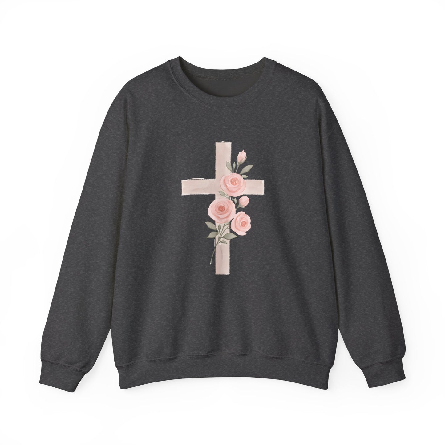 Cross and Christian Floral Crewneck Sweatshirt