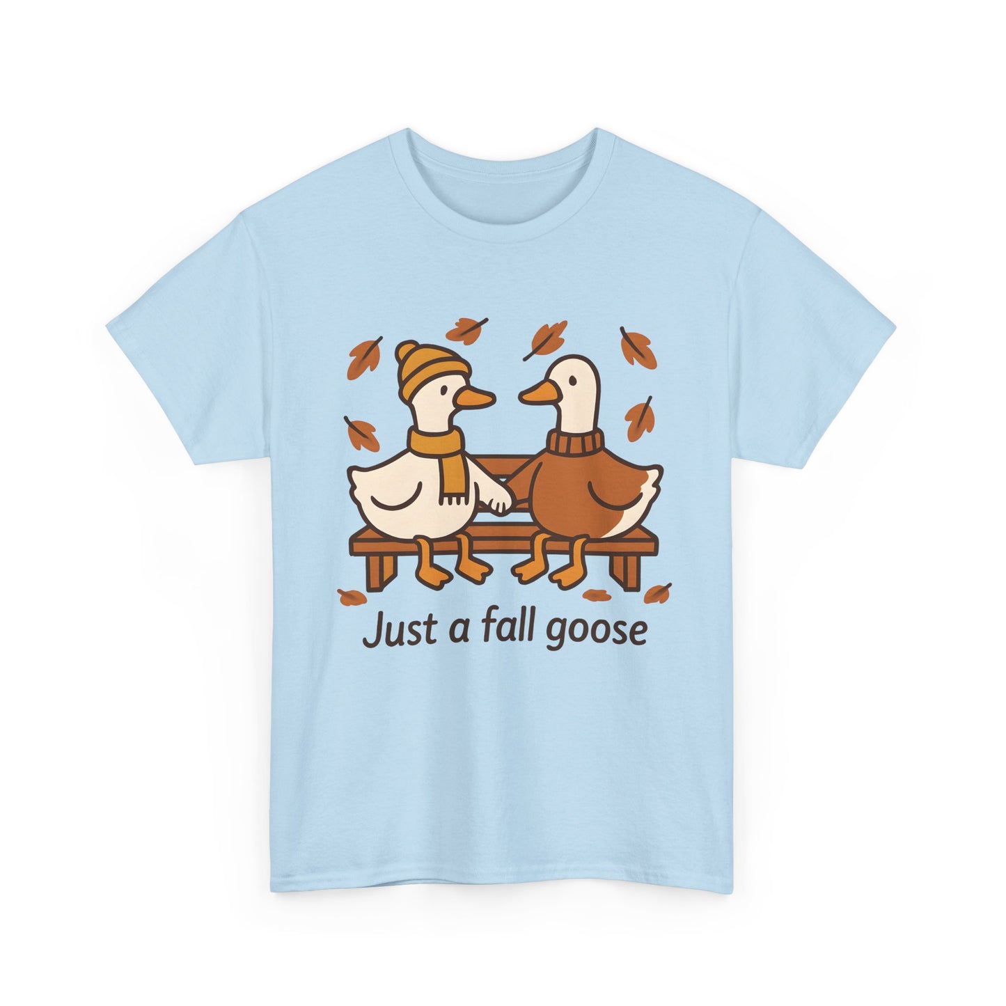 Fall Couple Goose Tee, Autumn-Themed Heavy Cotton Tee