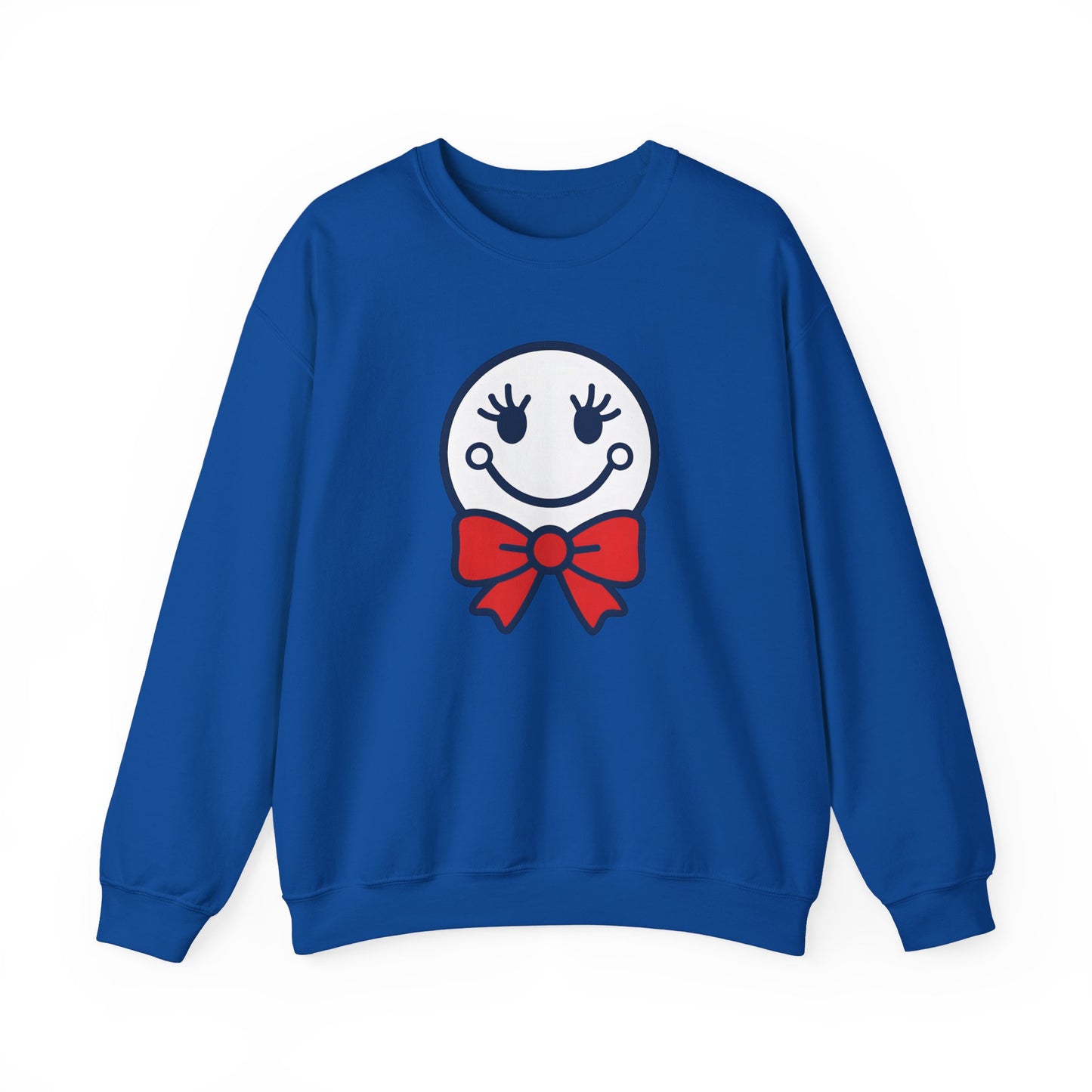 Cute Smiley with Red Croquet Bow Face Sweatshirt