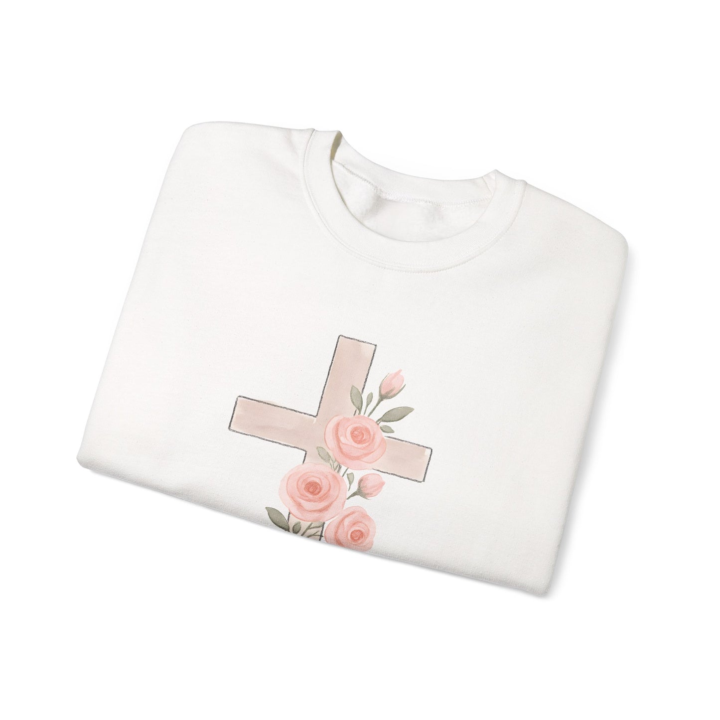 Cross and Christian Floral Crewneck Sweatshirt