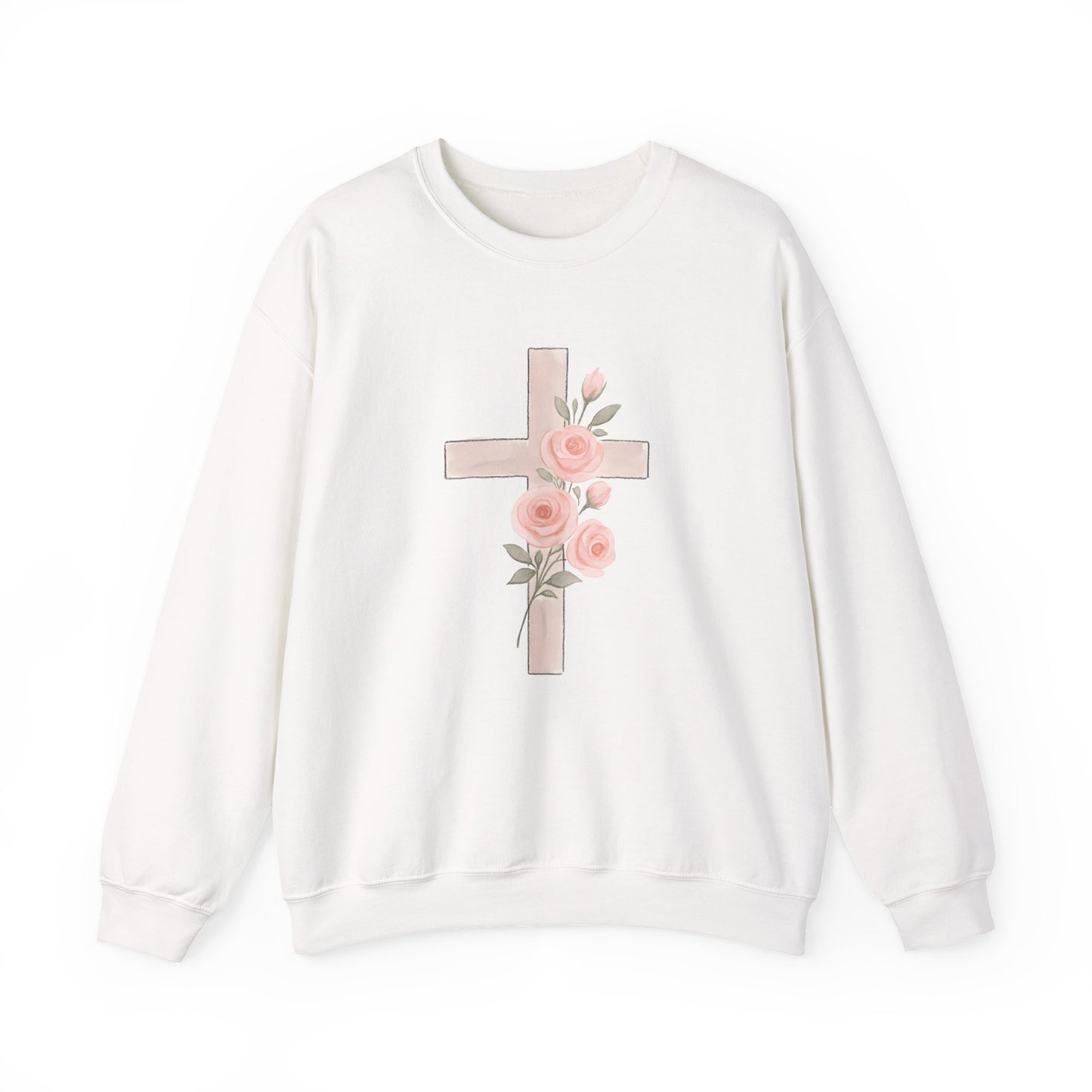 Cross and Christian Floral Crewneck Sweatshirt