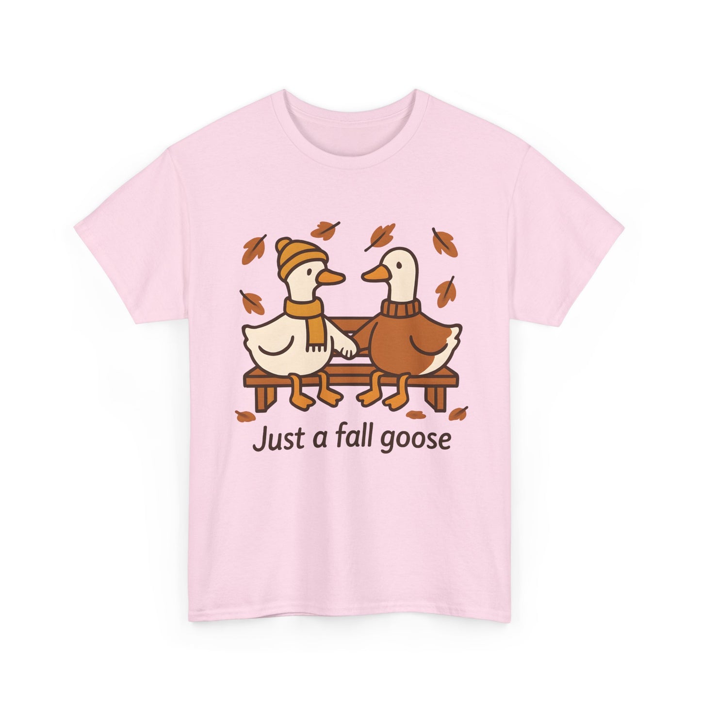 Fall Couple Goose Tee, Autumn-Themed Heavy Cotton Tee