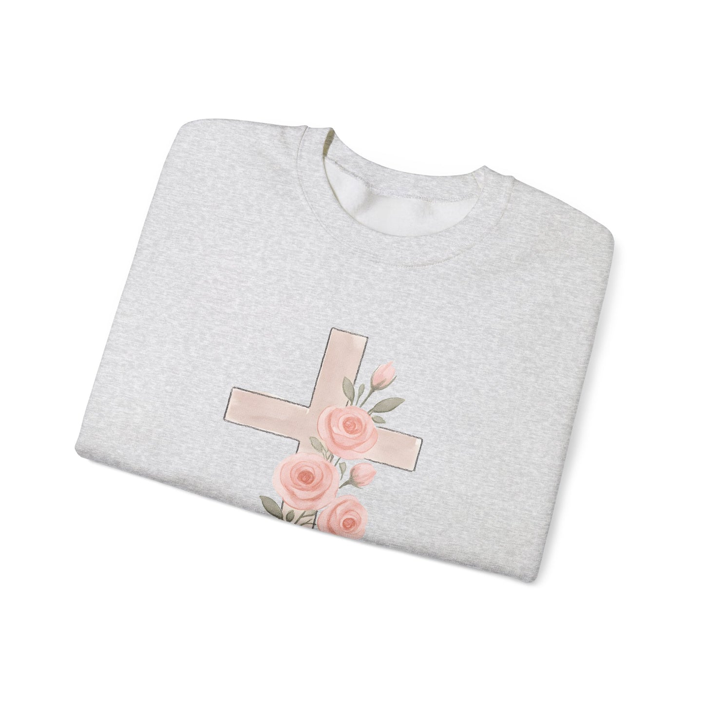 Cross and Christian Floral Crewneck Sweatshirt