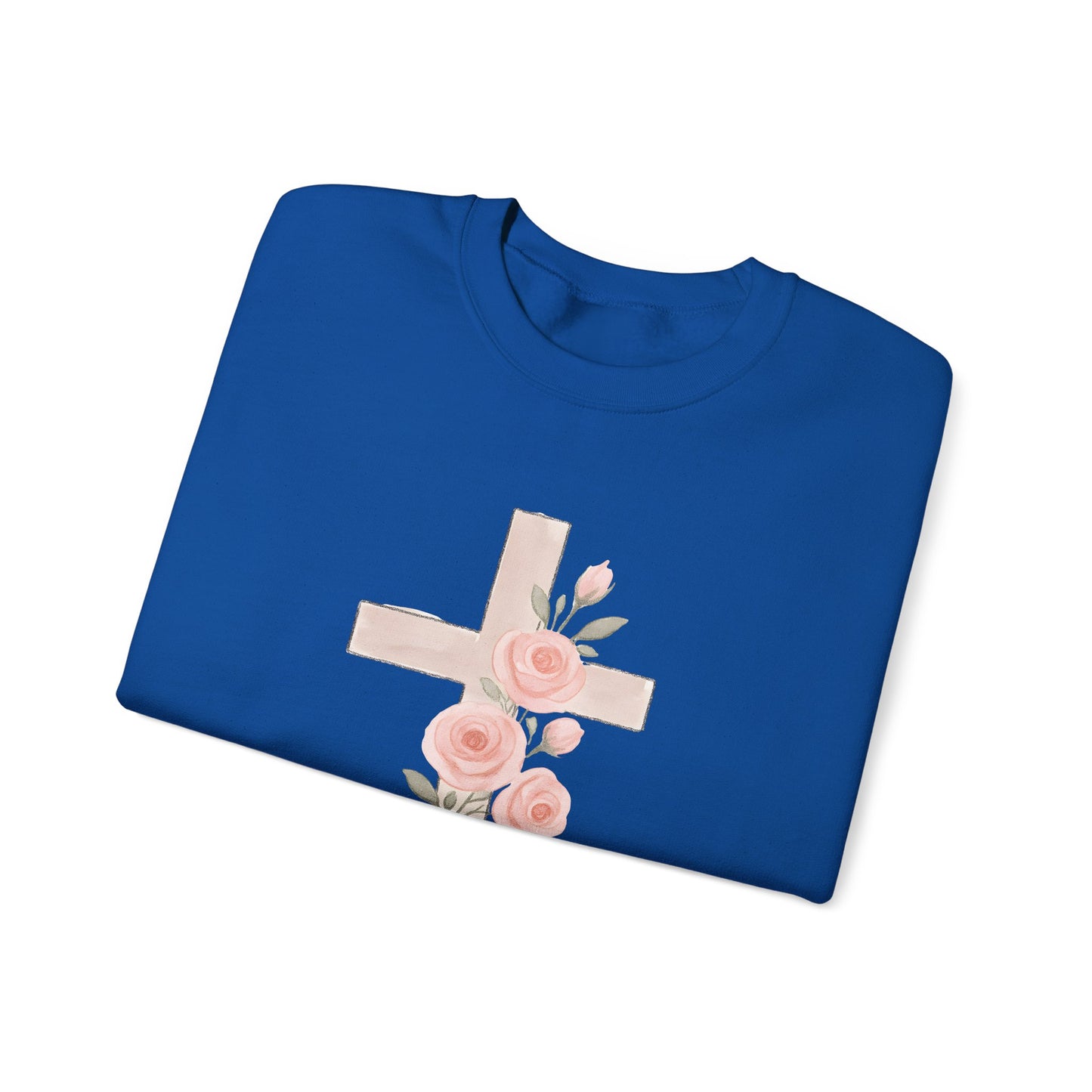 Cross and Christian Floral Crewneck Sweatshirt