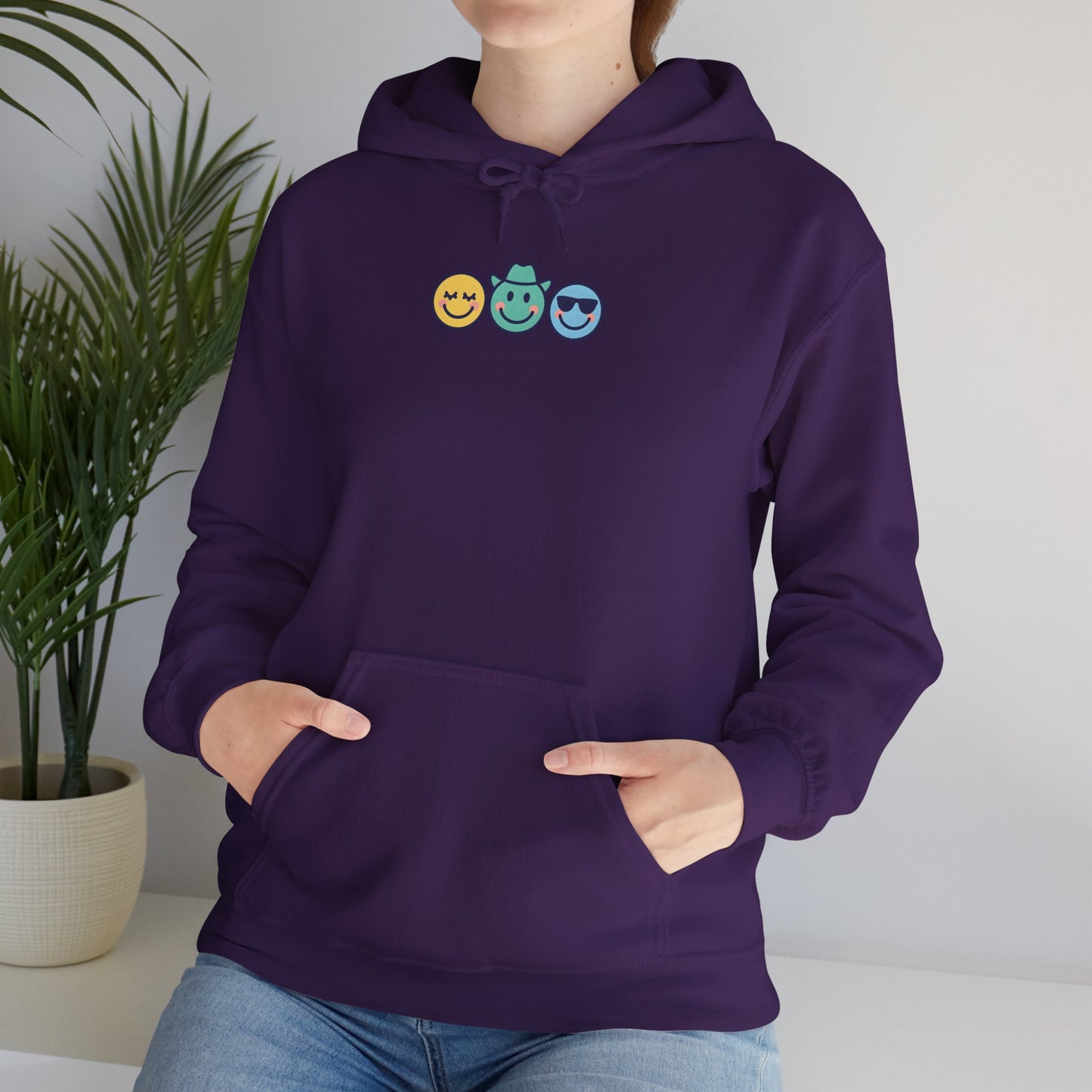 Chill Vibes Hoodie: Unisex Heavy Blend Sweatshirt with Fun Emoji Design