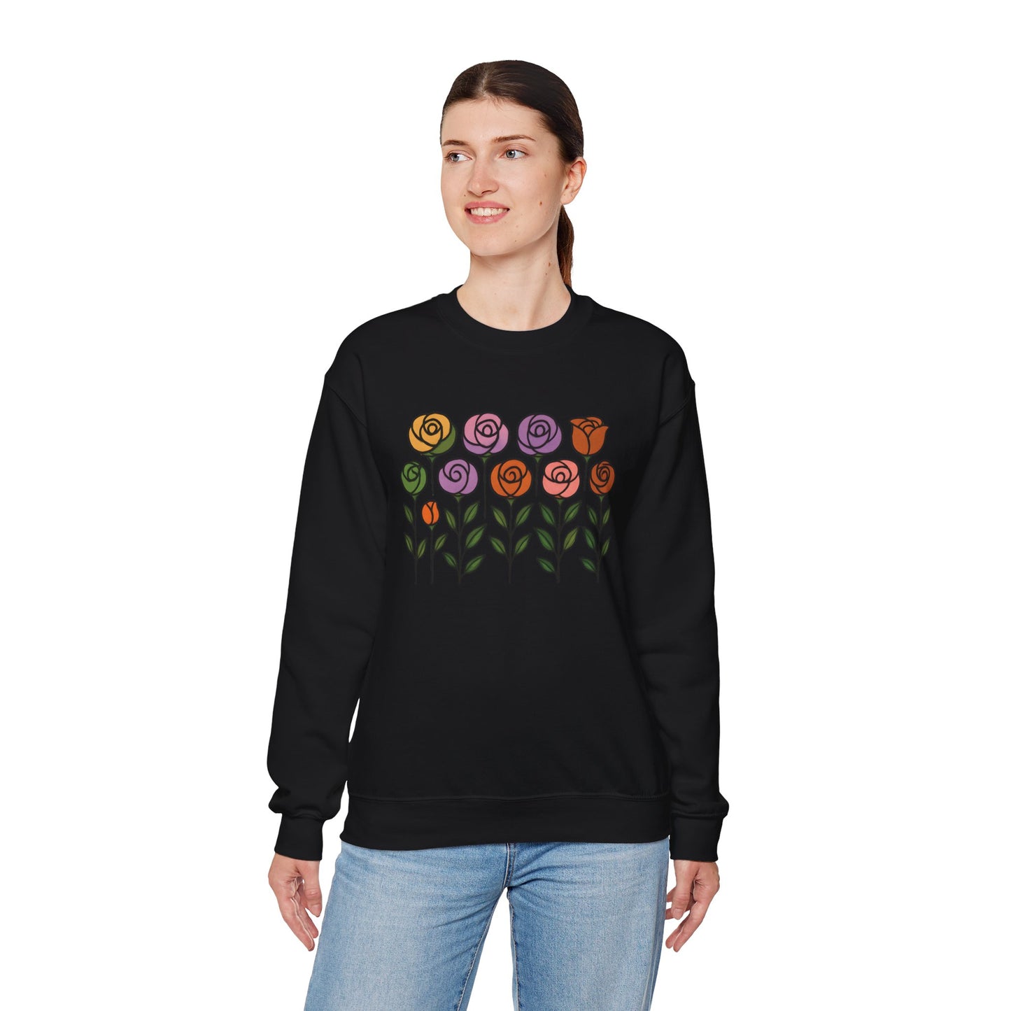 Floral Design Crewneck Sweatshirt