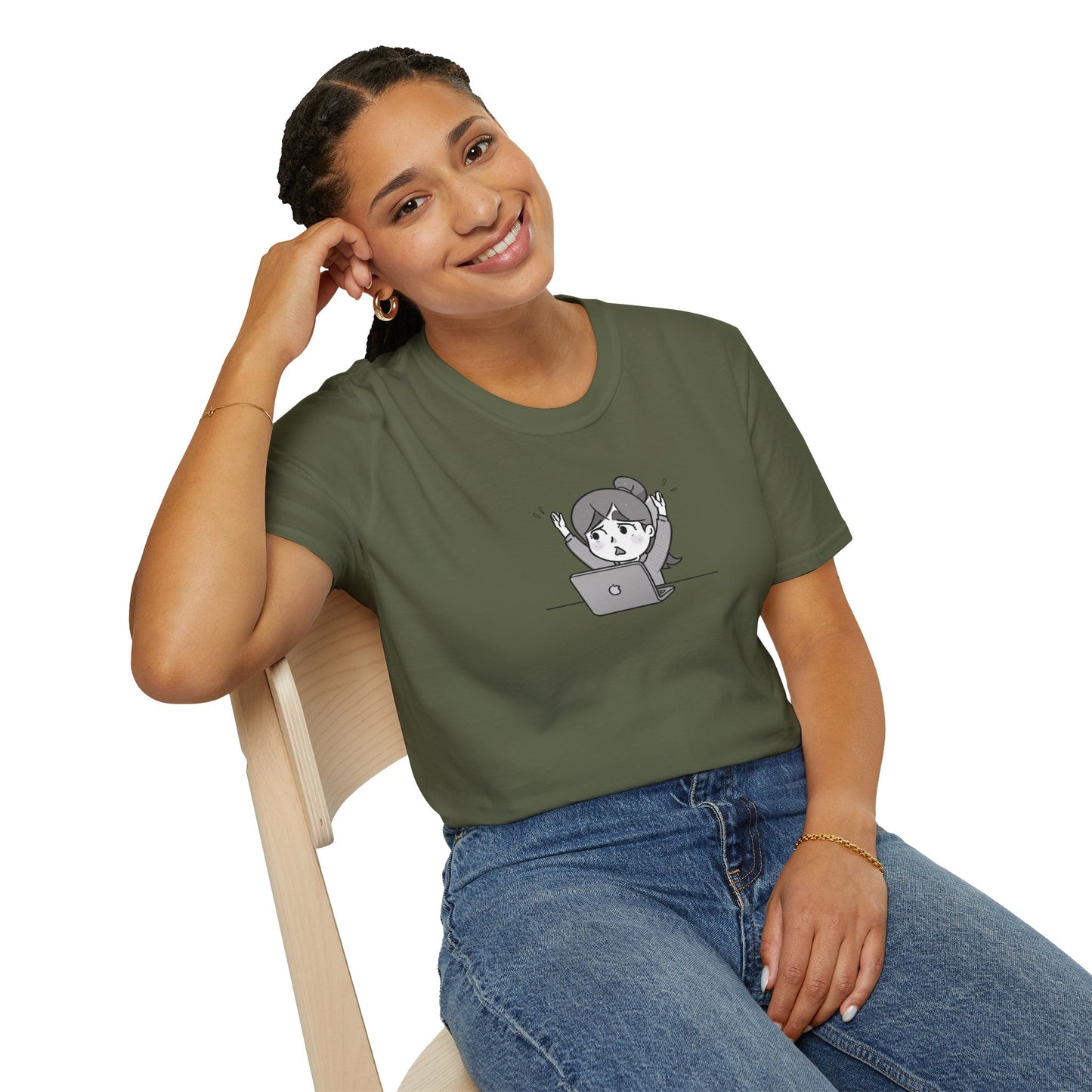 Cheerful Laptop Enthusiast T-Shirt