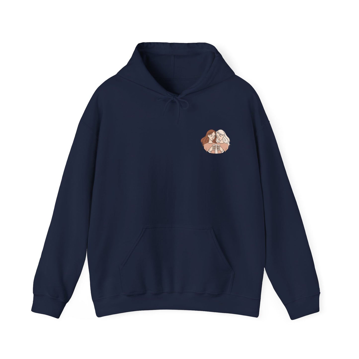 Cozy Hooded Sweatshirt with Artistic Design for Friends