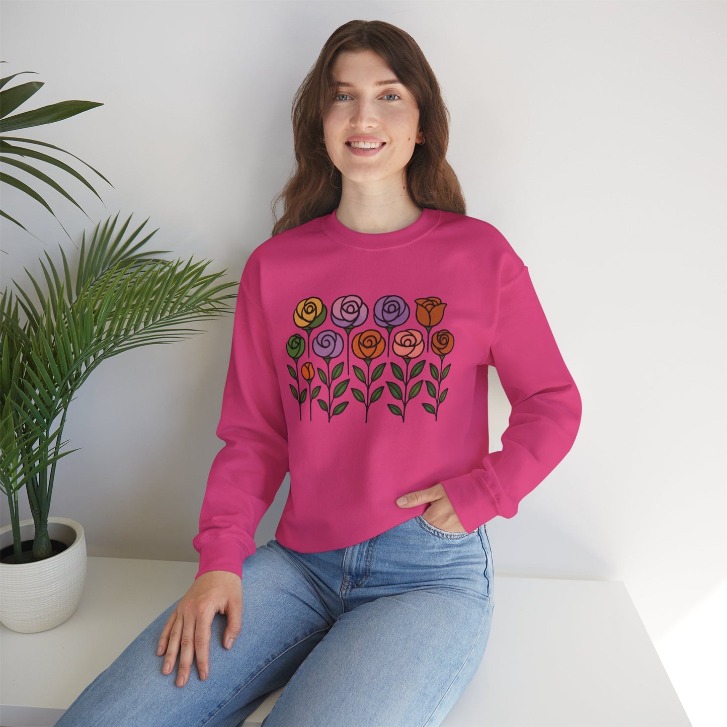 Floral Design Crewneck Sweatshirt