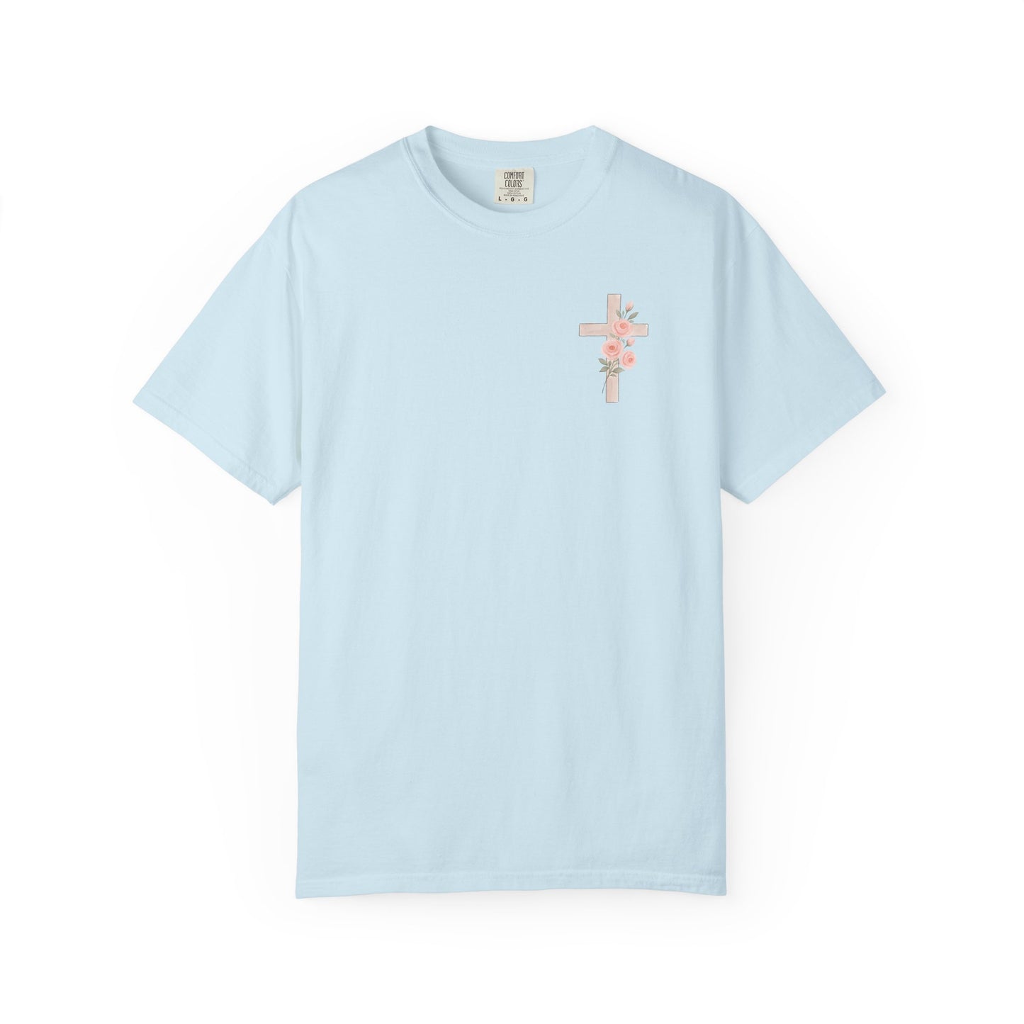 Floral Cross Unisex Garment-Dyed T-shirt
