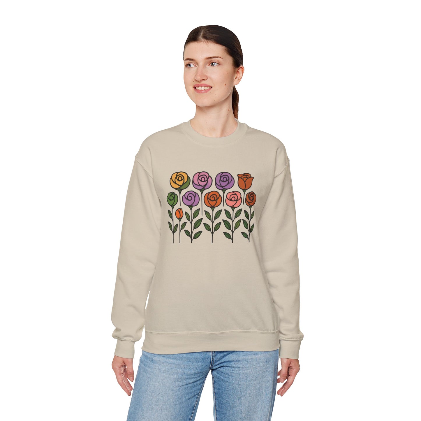 Floral Design Crewneck Sweatshirt