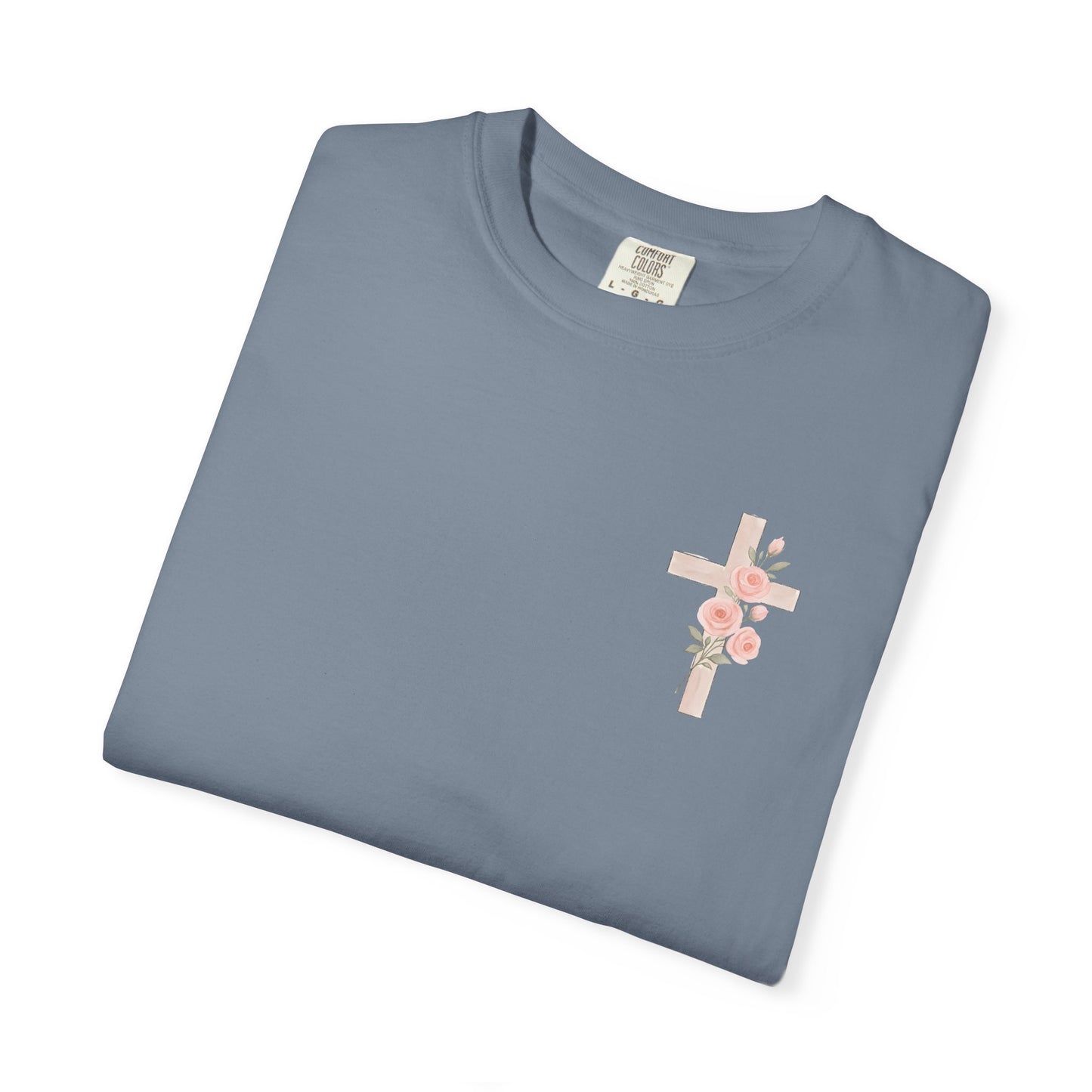Floral Cross Unisex Garment-Dyed T-shirt