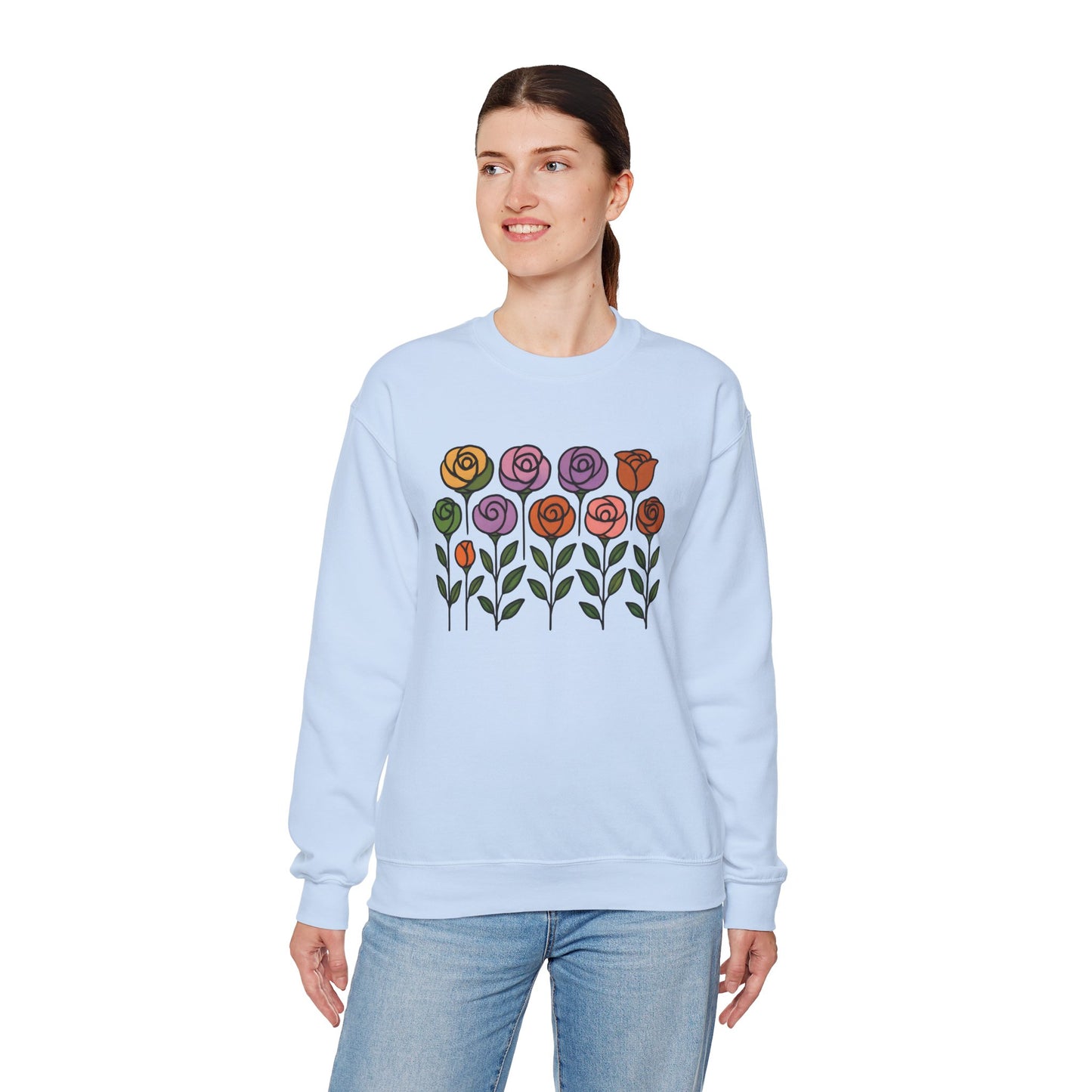 Floral Design Crewneck Sweatshirt