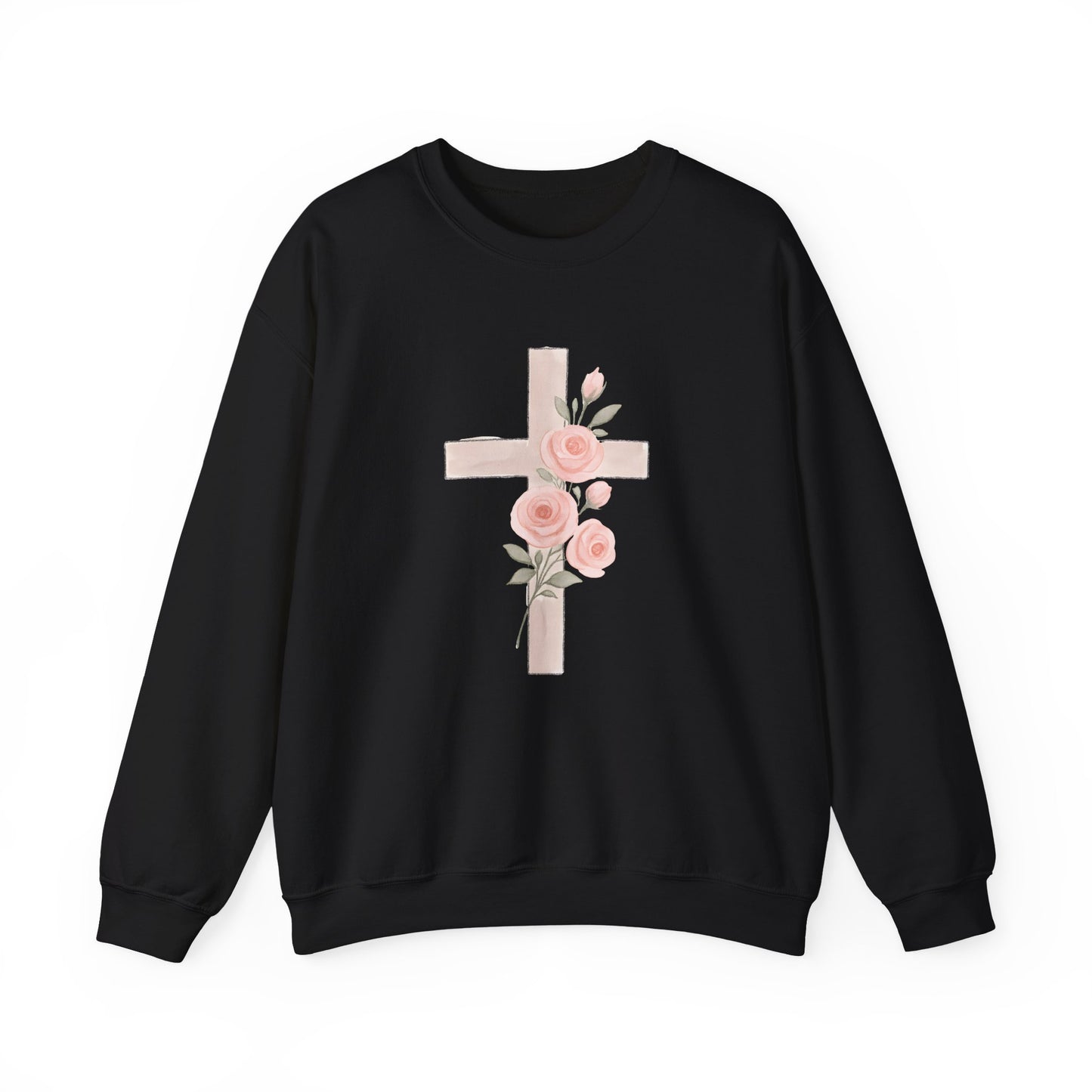 Cross and Christian Floral Crewneck Sweatshirt