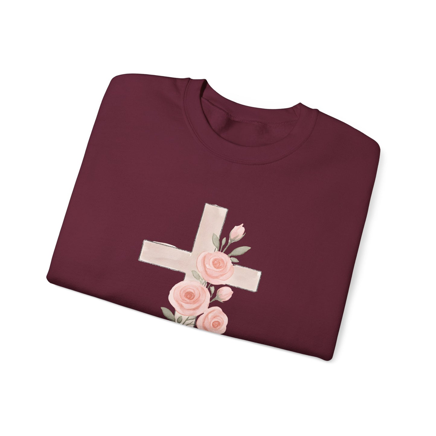 Cross and Christian Floral Crewneck Sweatshirt