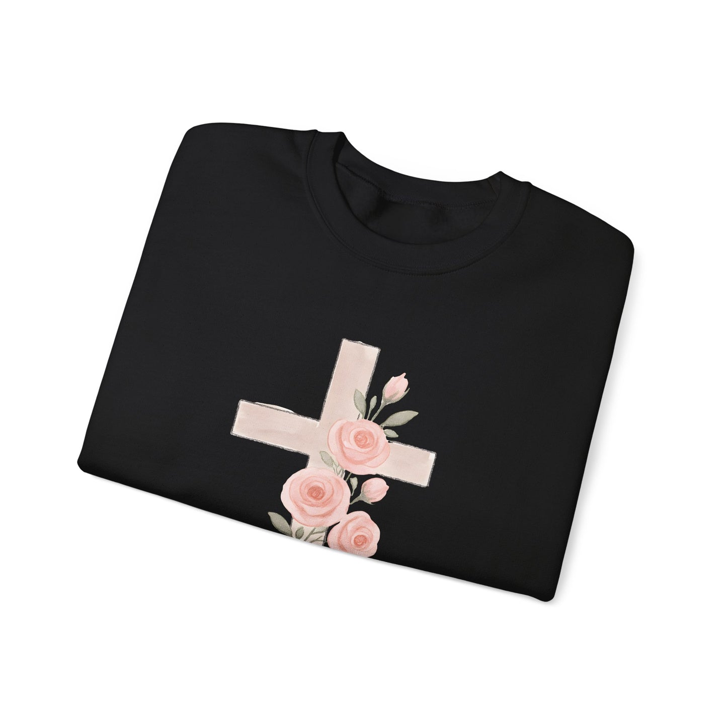 Cross and Christian Floral Crewneck Sweatshirt