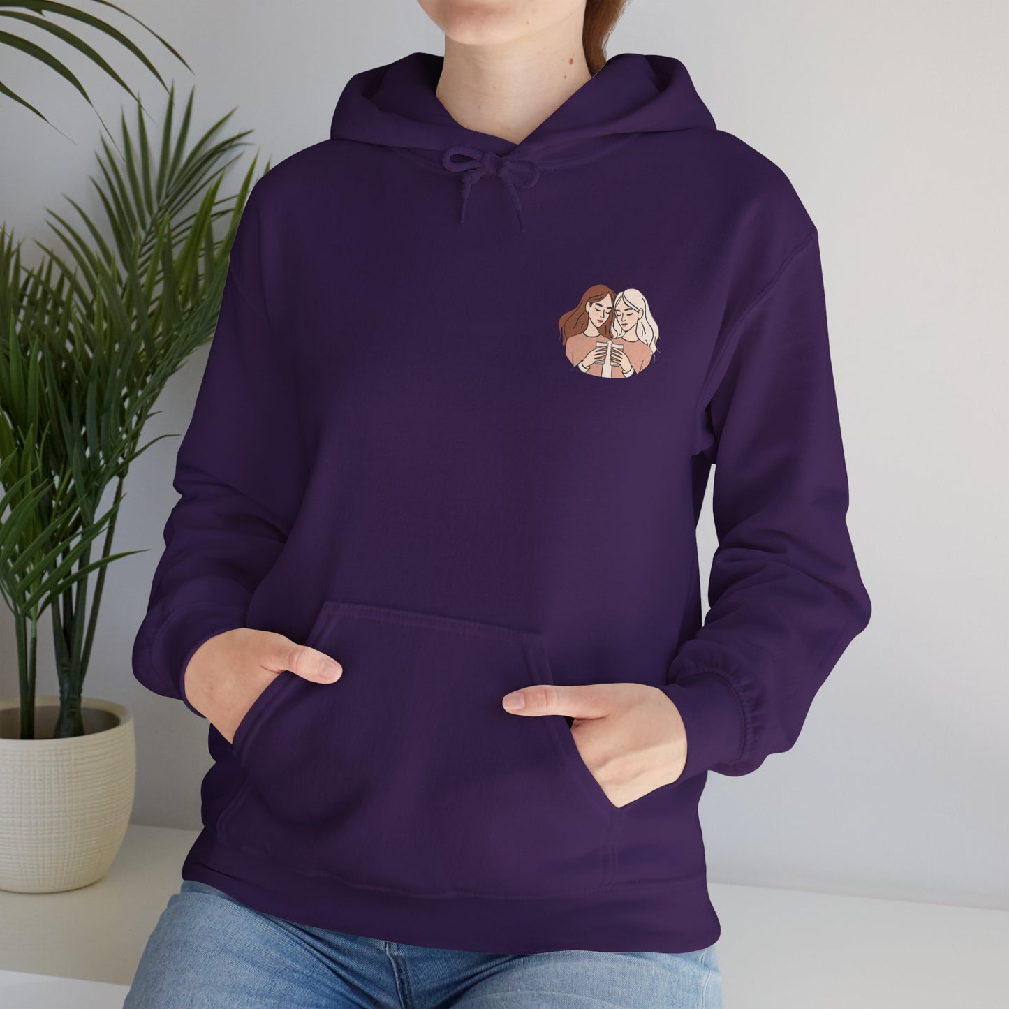 Cozy Hooded Sweatshirt with Artistic Design for Friends