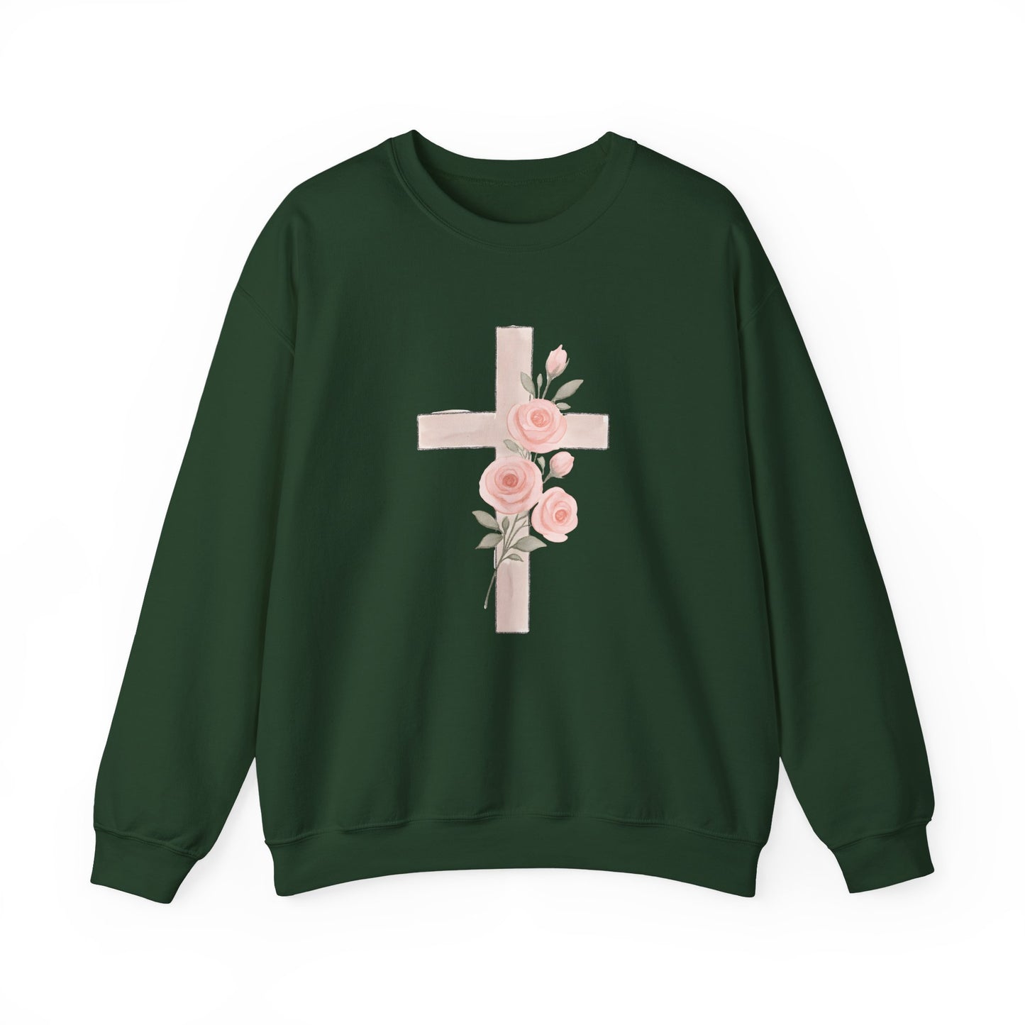 Cross and Christian Floral Crewneck Sweatshirt