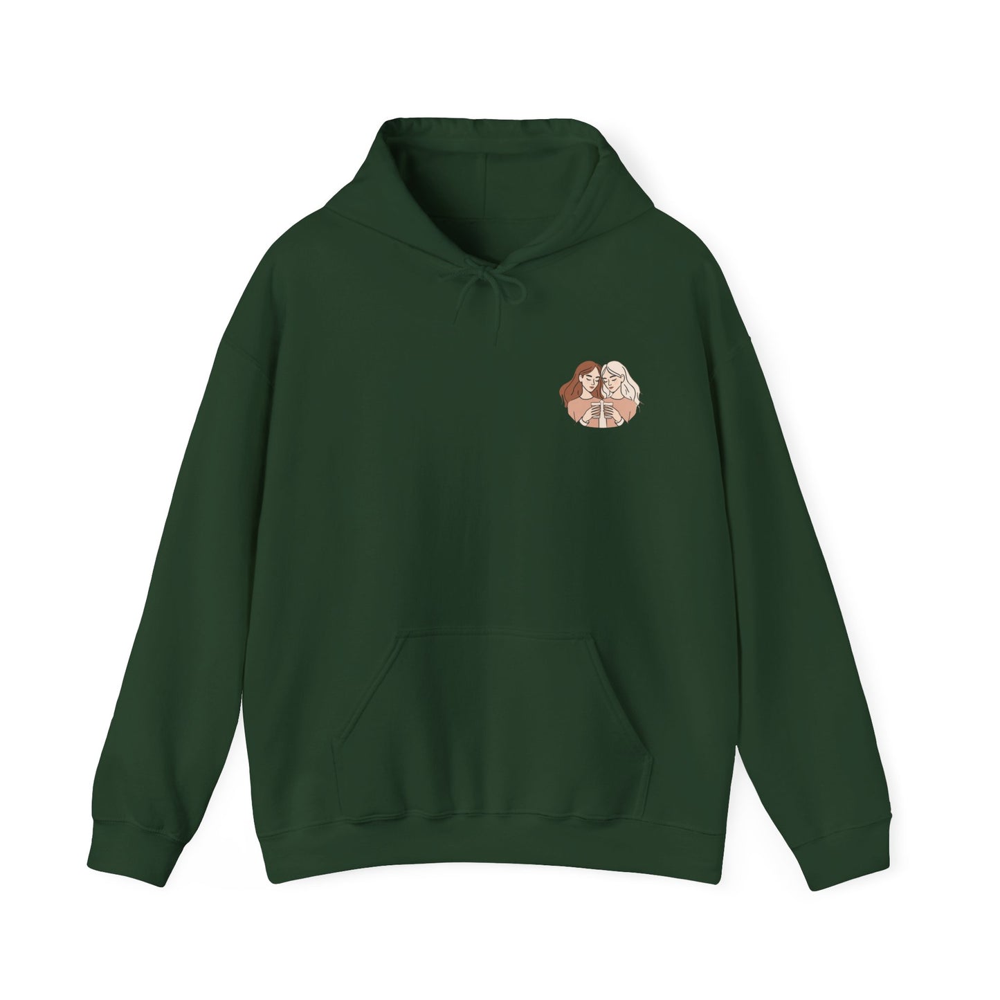 Cozy Hooded Sweatshirt with Artistic Design for Friends