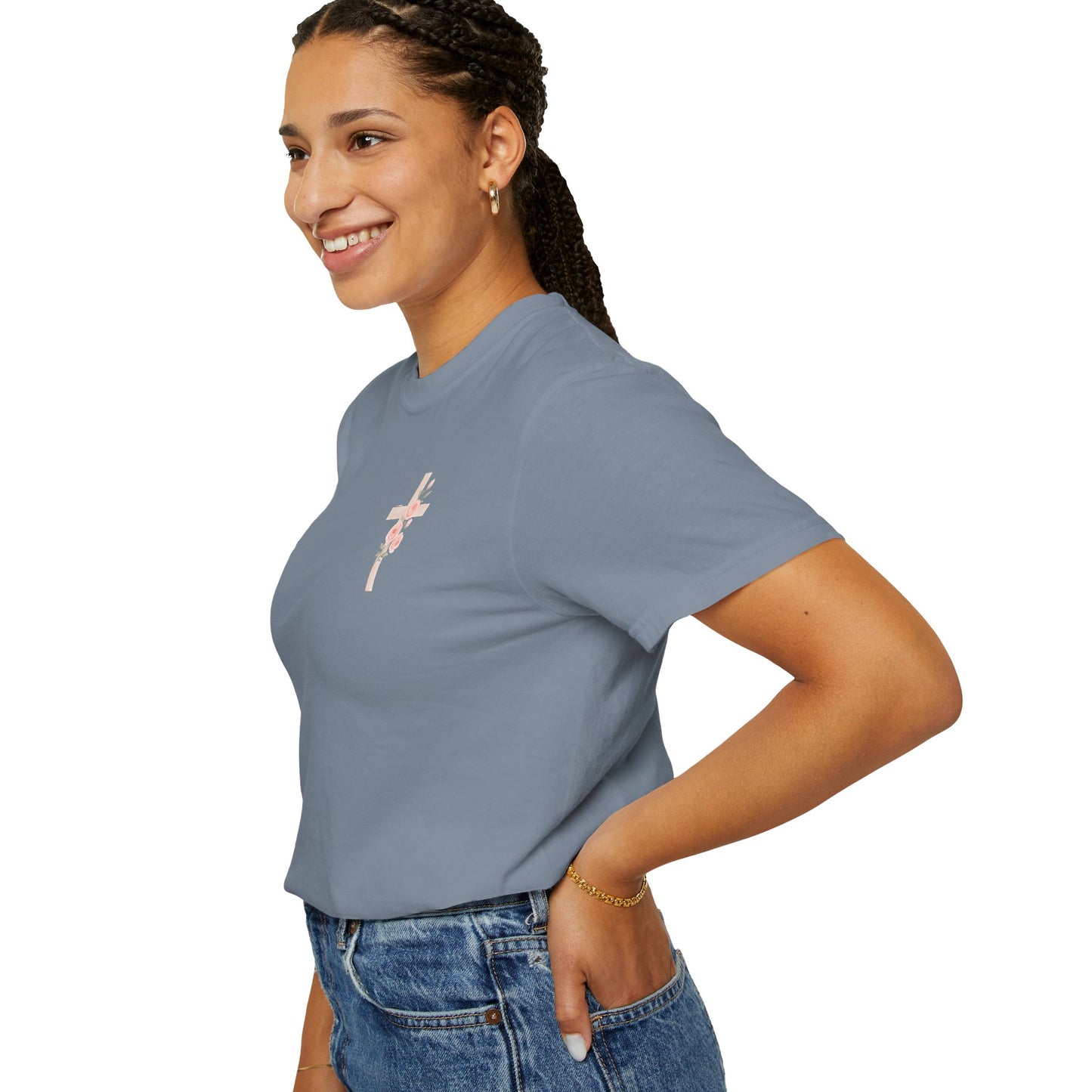 Floral Cross Unisex Garment-Dyed T-shirt