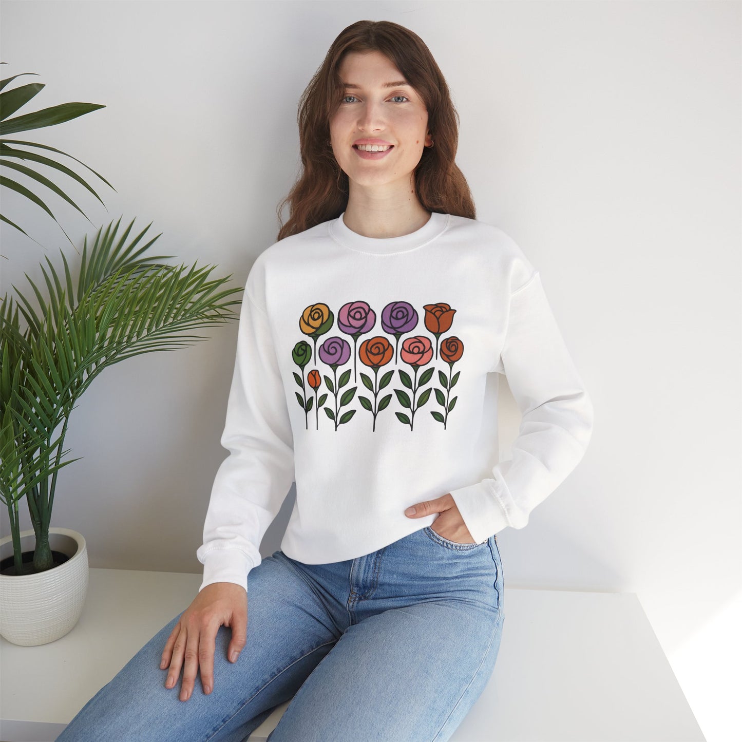 Floral Design Crewneck Sweatshirt