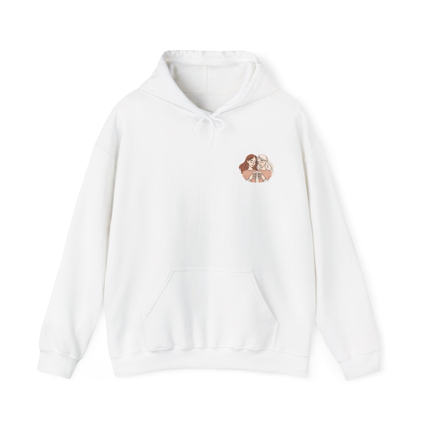 Cozy Hooded Sweatshirt with Artistic Design for Friends