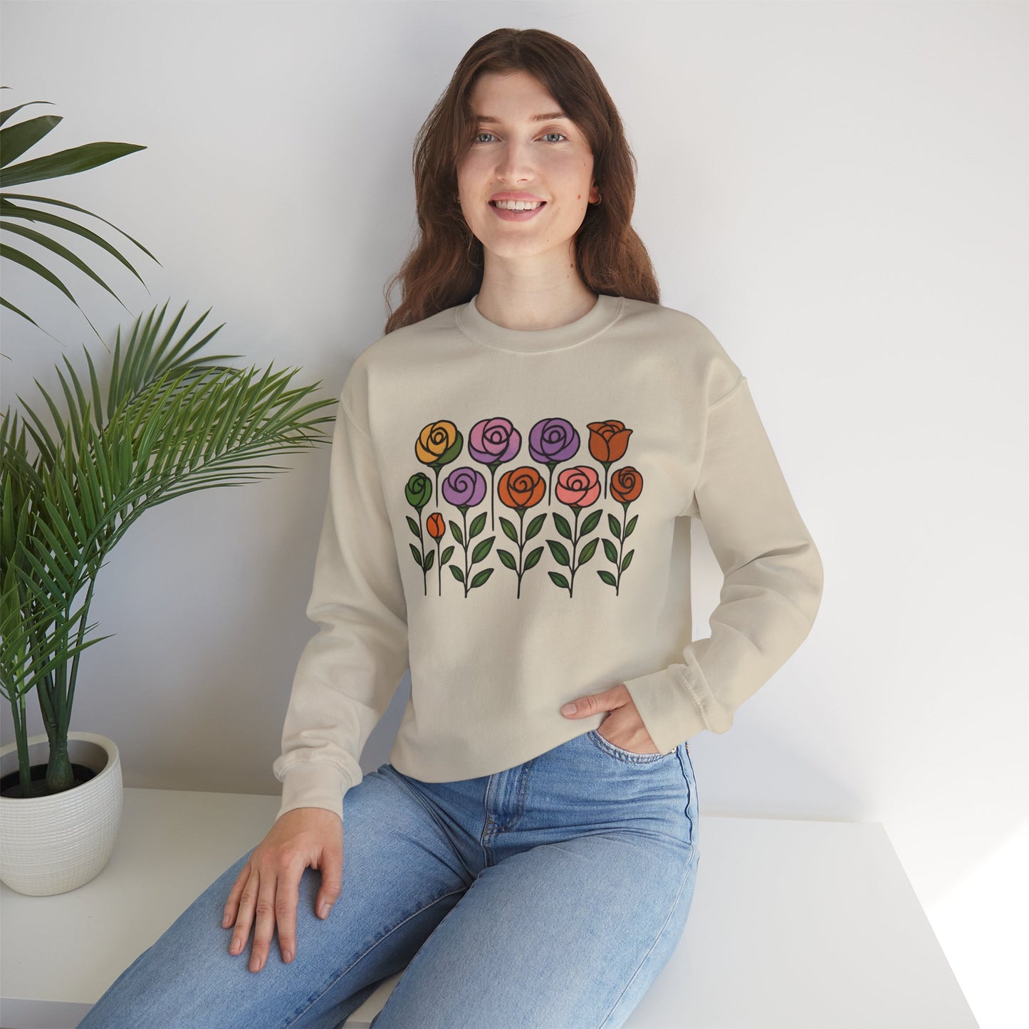 Floral Design Crewneck Sweatshirt
