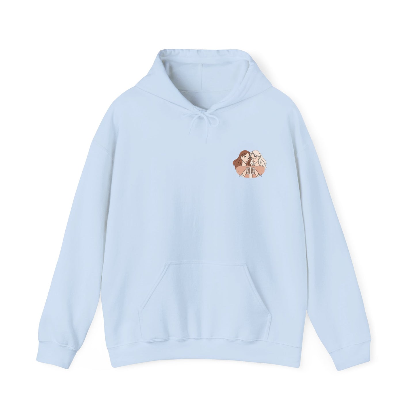 Cozy Hooded Sweatshirt with Artistic Design for Friends