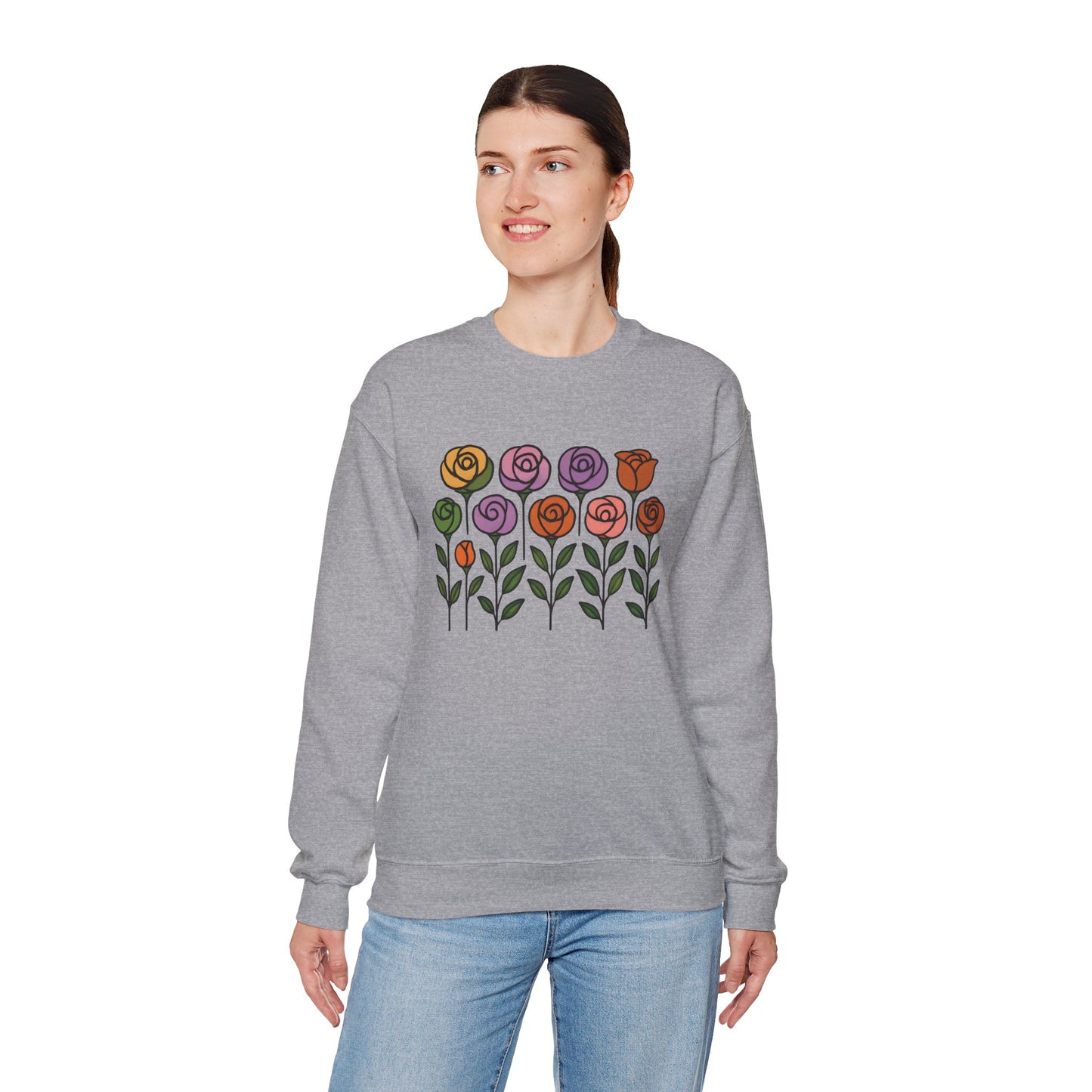 Floral Design Crewneck Sweatshirt