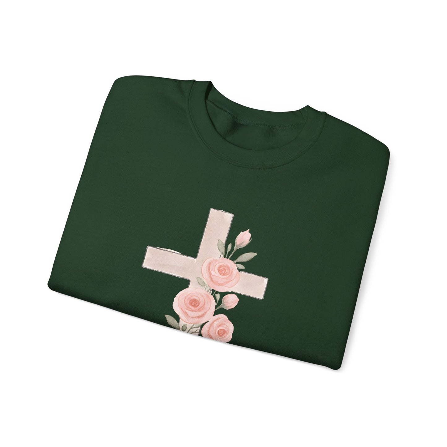 Cross and Christian Floral Crewneck Sweatshirt