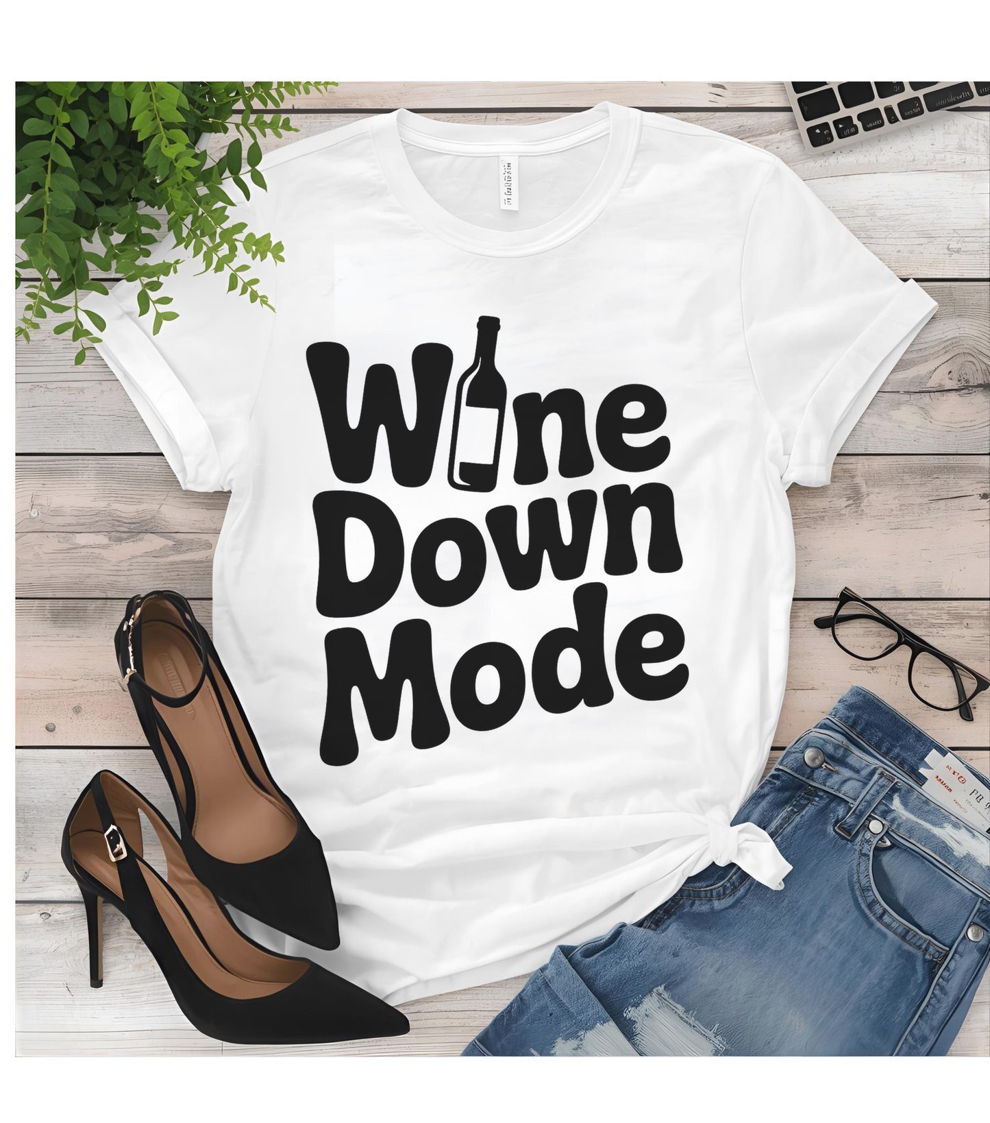 Wine Down Mode Unisex Tee for Wine Lovers